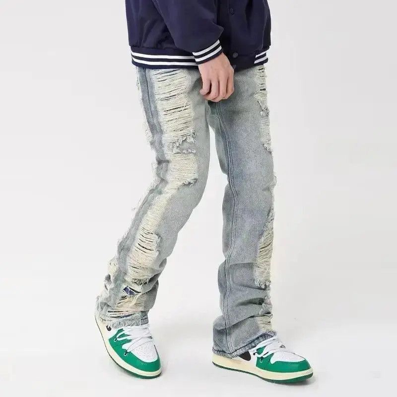 Japanese Brand Ropa Grunge Y2K Streetwear Hole Ripped Baggy Jeans Pants Size US 32 / EU 48 - 4 Thumbnail