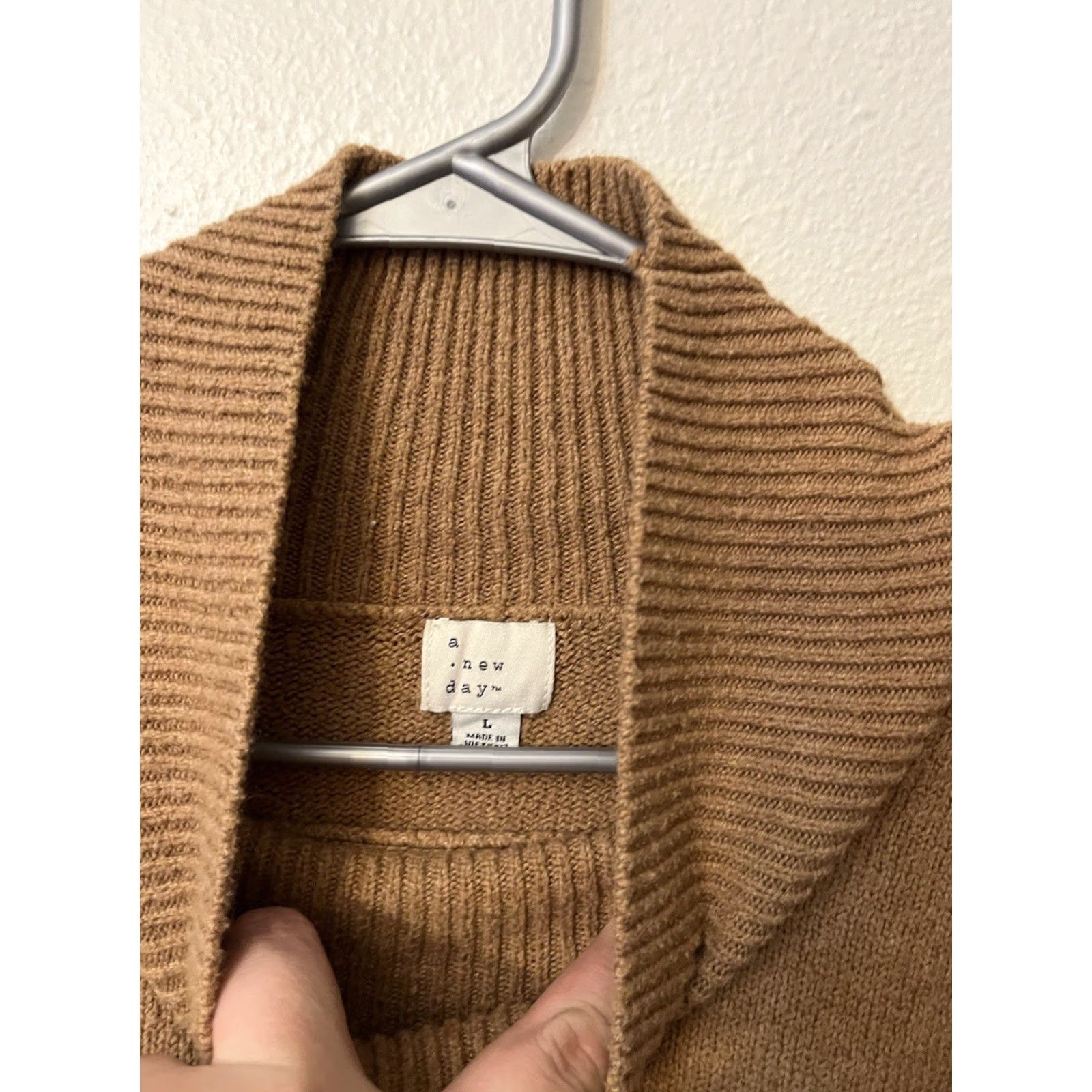 Vintage A New Day Women’s L Brown Mock Neck Ribbed Hem Knit Sweater Pullover Size L / US 10 / IT 46 - 3 Thumbnail