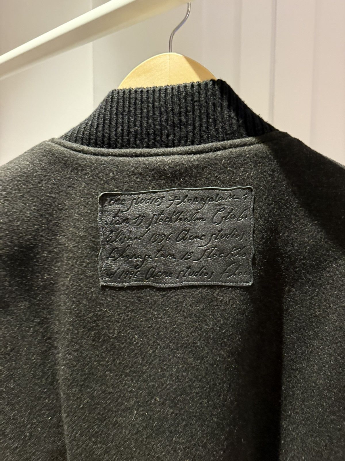 Acne Studios Acne Studios Wool Bomber Jacket Leather Sleeves Size US L / EU 52-54 / 3 - 4 Thumbnail