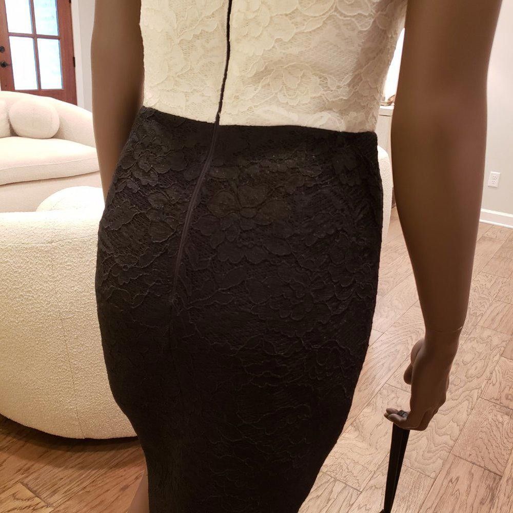 Designer Black Halo White/Black Color-Block Strapless Cocktail Dress Size XS / US 0-2 / IT 36-38 - 4 Thumbnail