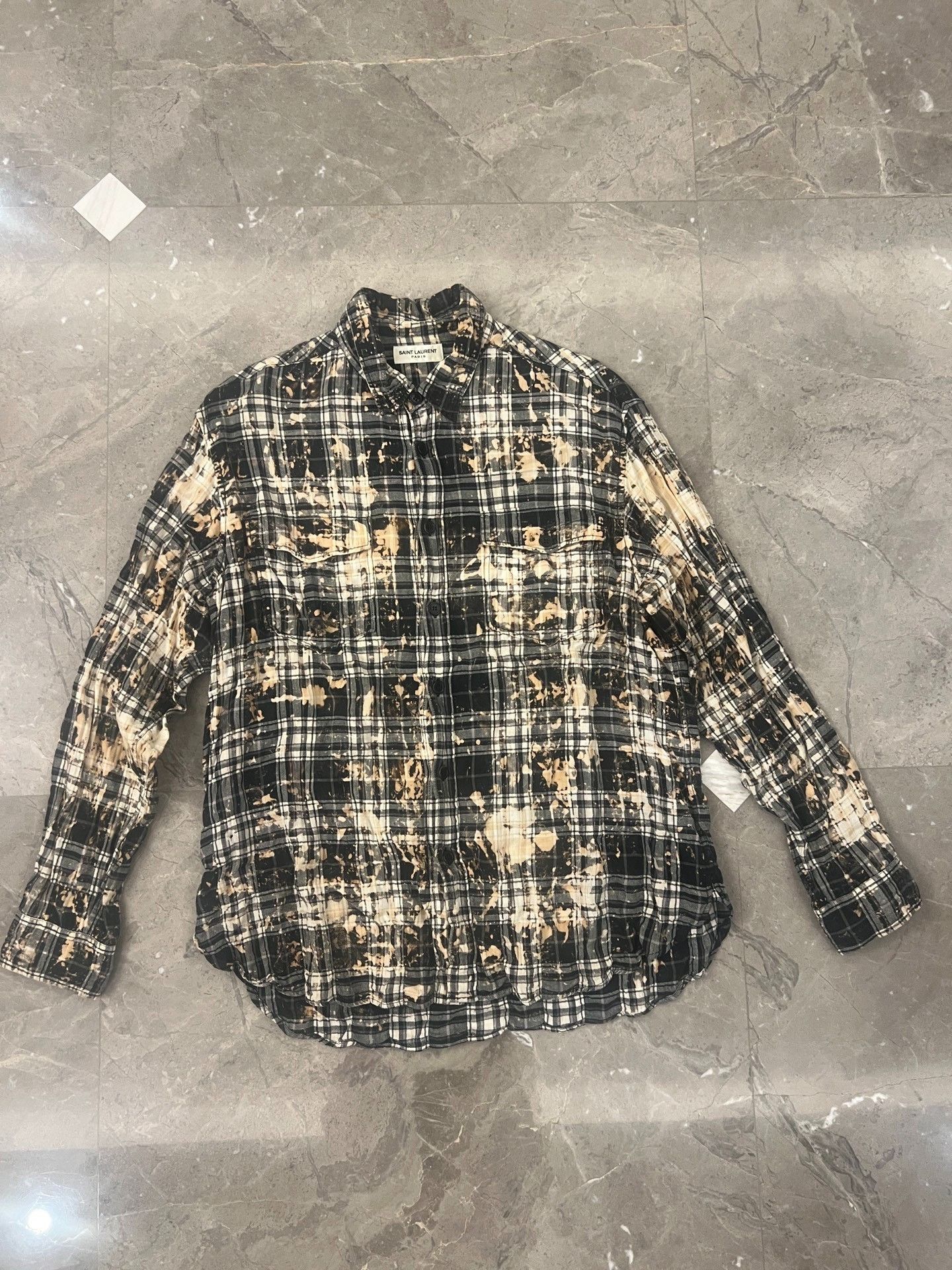 Saint Laurent Paris Saint Laurent Flame Plaid Splatter Shirt Size US S / EU 44-46 / 1 - 1 Thumbnail