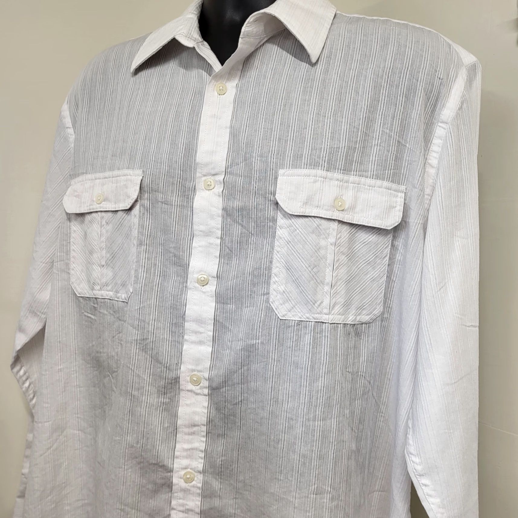 Alfani Alfani Dress Shirt Mens XL Button Up Pocket Long Sleeve Regular Formal Wear Size 46R - 3 Thumbnail