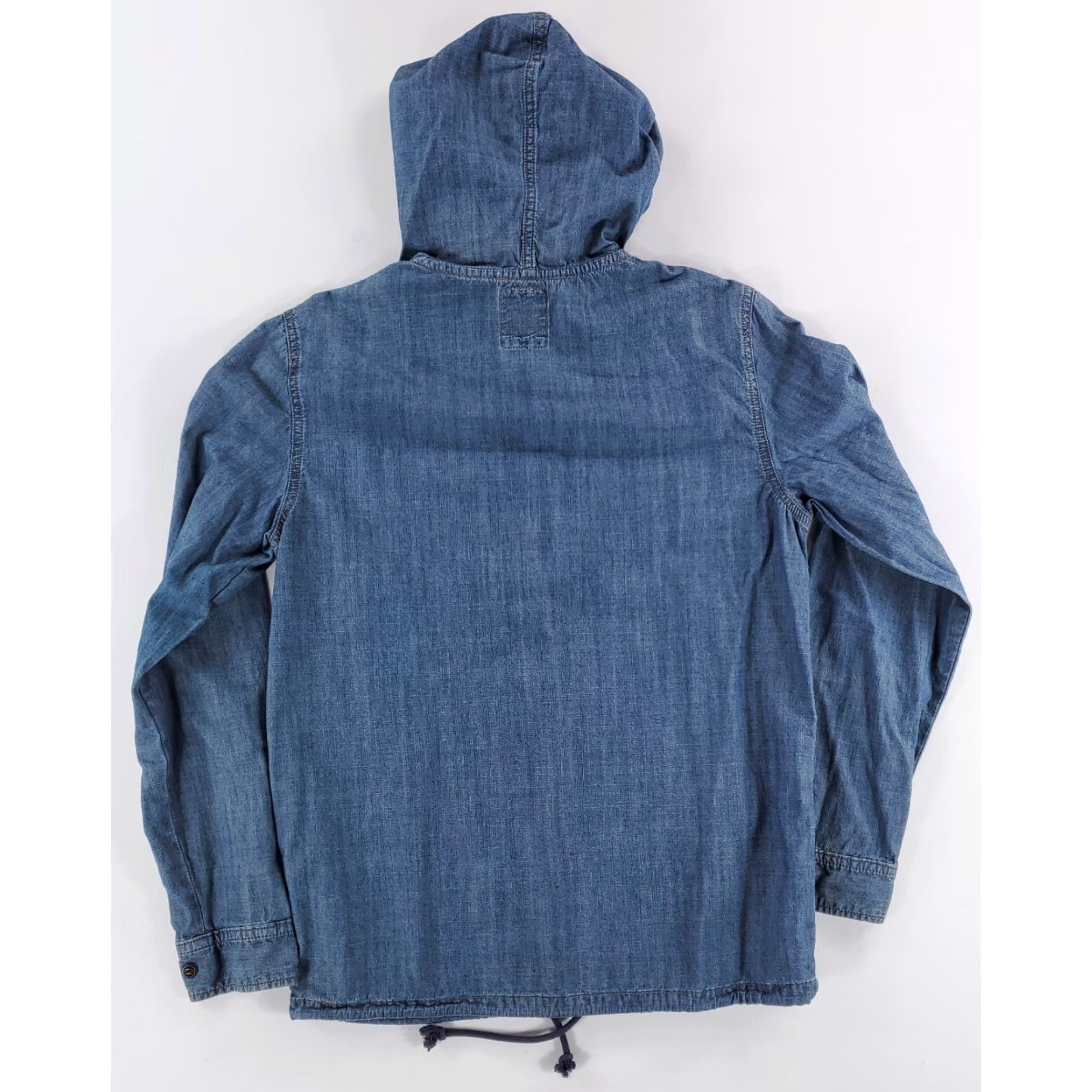 Levi's Levi's 1/4 Zip Hoodie Drawstring Long Sleeve Denim Chambray Mens S Blue Size US S / EU 44-46 / 1 - 4 Thumbnail