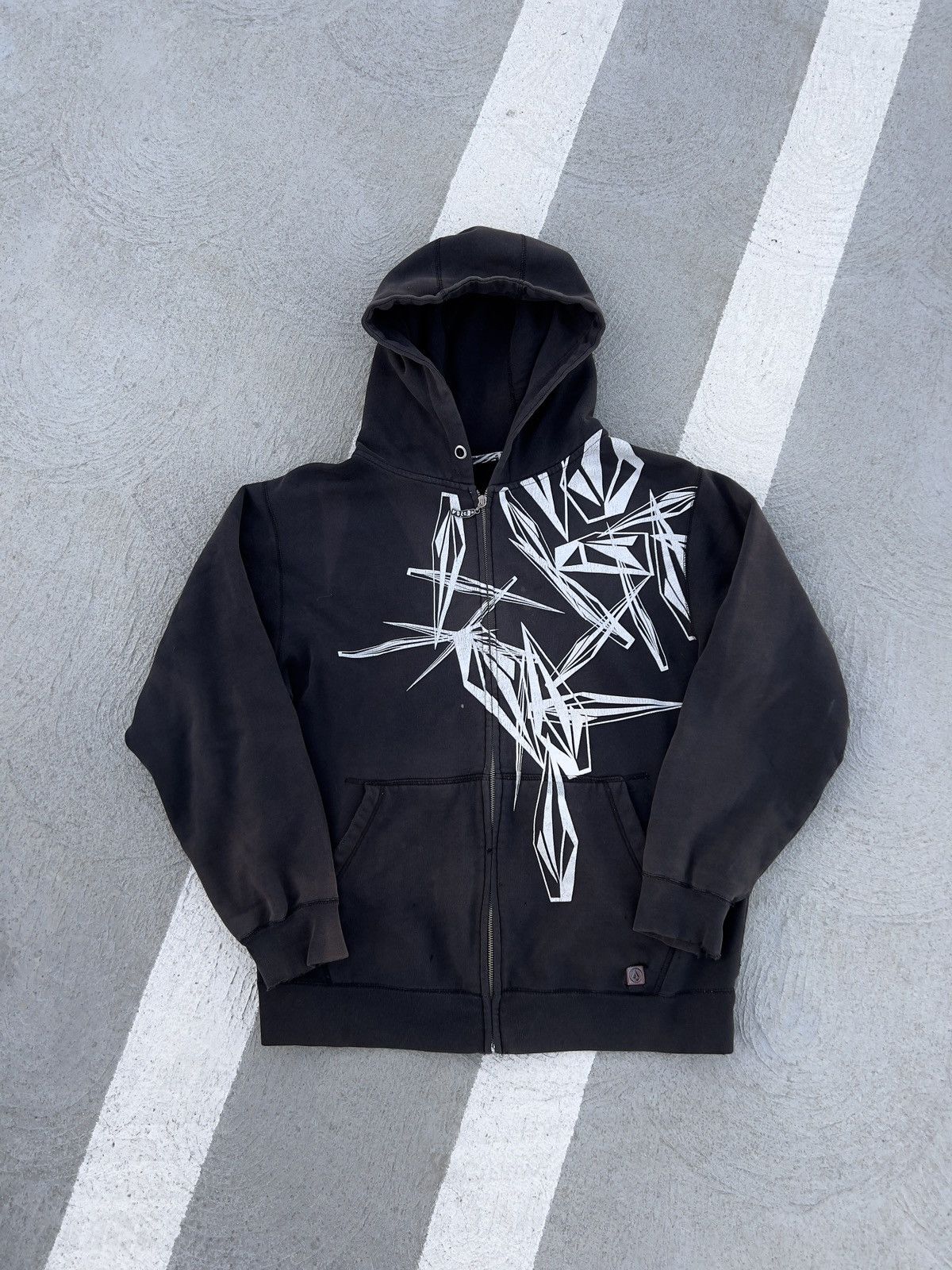 image of Vintage x Volcom Y2K Volcom Cyber Goth Zip-Up in Black, Men's (Size Large)
