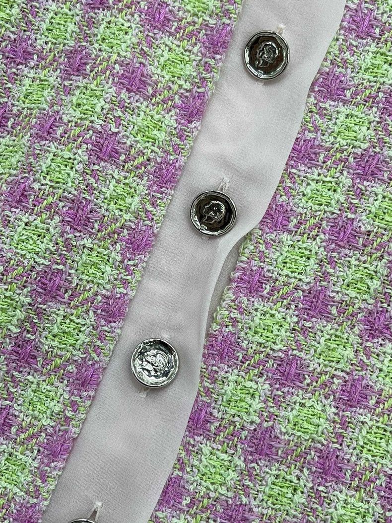 Chanel Chanel 25S pink plaid doll collar short-sleeved jacket Size XS / US 0-2 / IT 36-38 - 3 Thumbnail