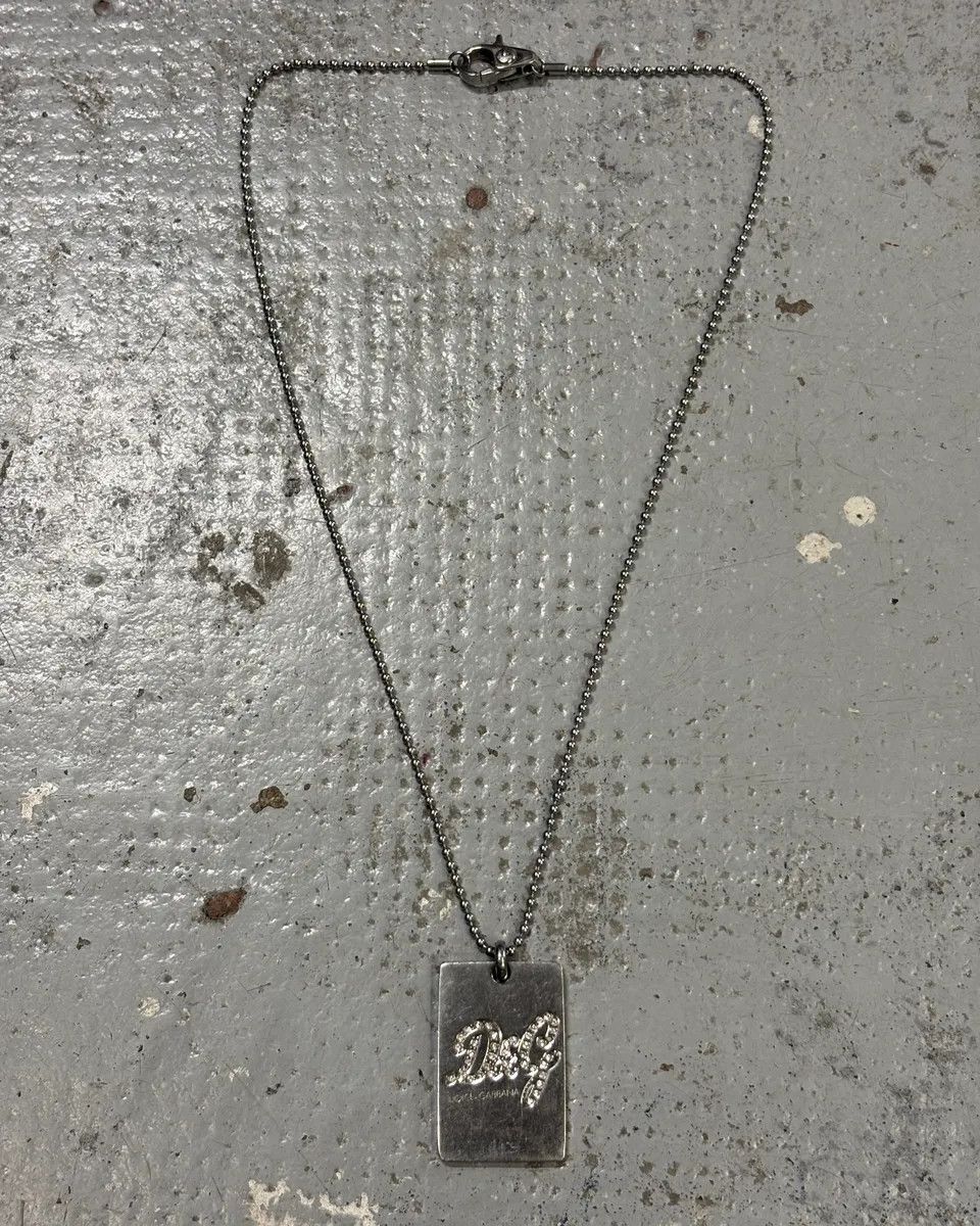 Dolce & Gabbana 2000s Dolce & Gabbana Pave Crystal Dog Tag Necklace Size ONE SIZE - 1 Thumbnail