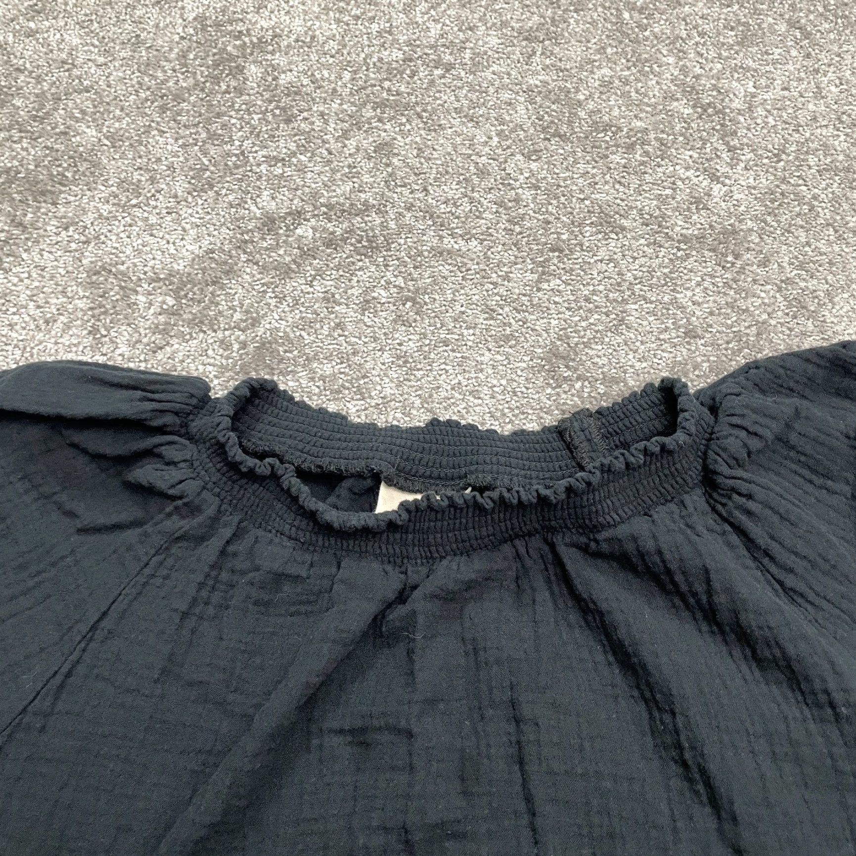 Vintage VINTAGE Universal Thread Women's A-Line Dress Casual 100% Cotton Puff Sleeve Knee Length Black Medium Size M / US 6-8 / IT 42-44 - 3 Thumbnail