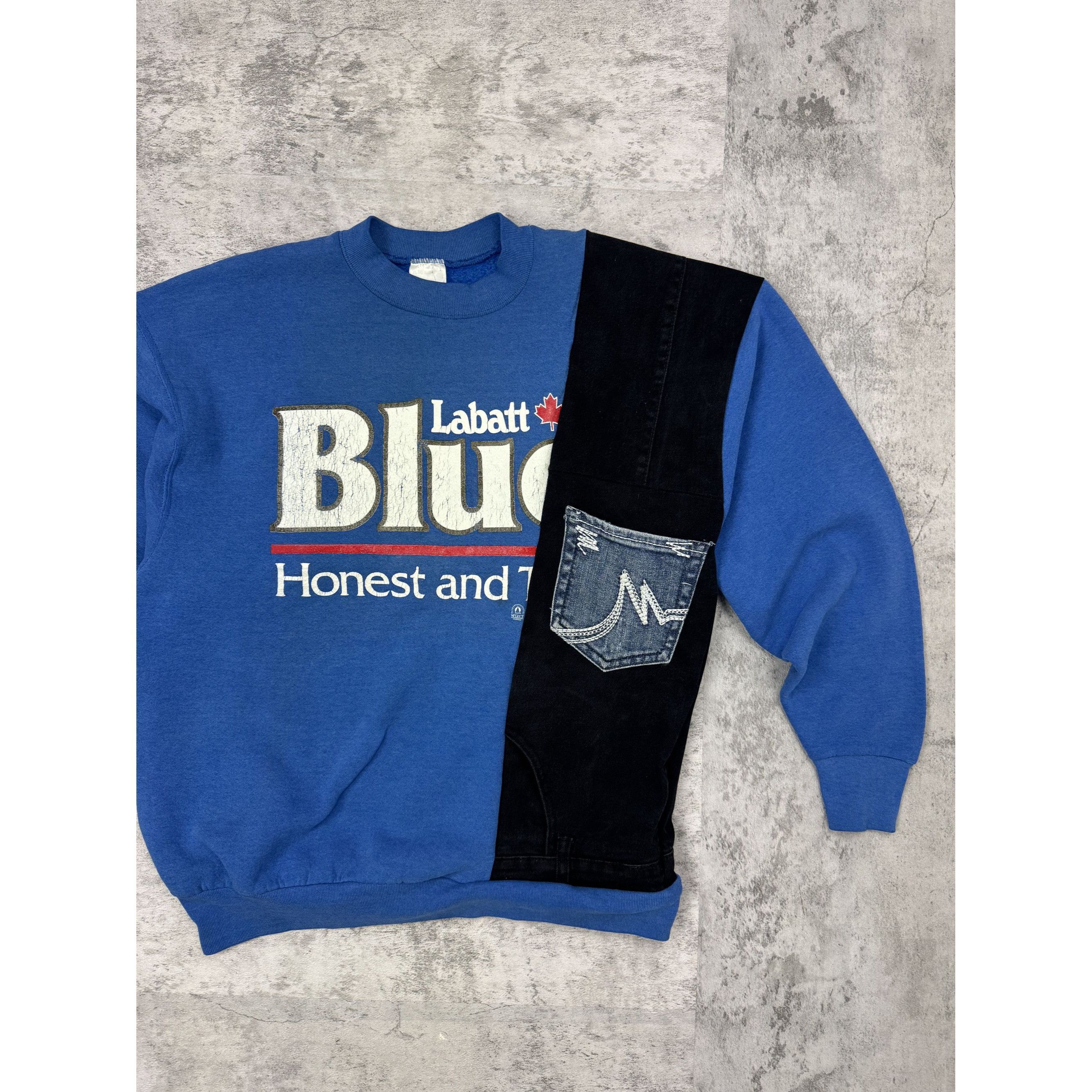 Other Vintage Labatt Blue Rework Denim Crewneck Size US XL / EU 56 / 4 - 2 Thumbnail