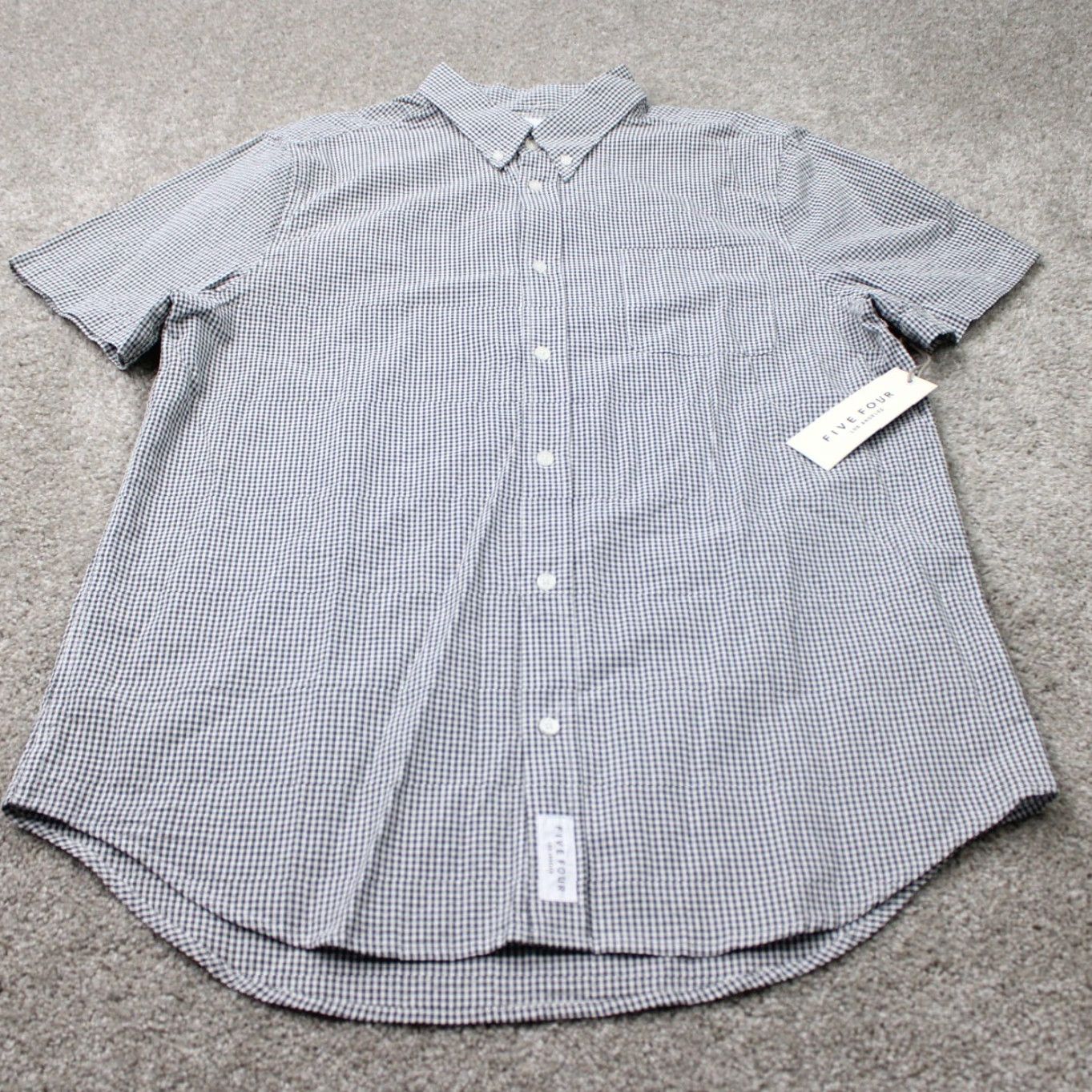 Vintage Five Four Halstead Shirt Mens Large Black/White Checkered Cotton S/S Button Down Collared Casual NWT Vintage No Size US L / EU 52-54 / 3 - 3 Thumbnail