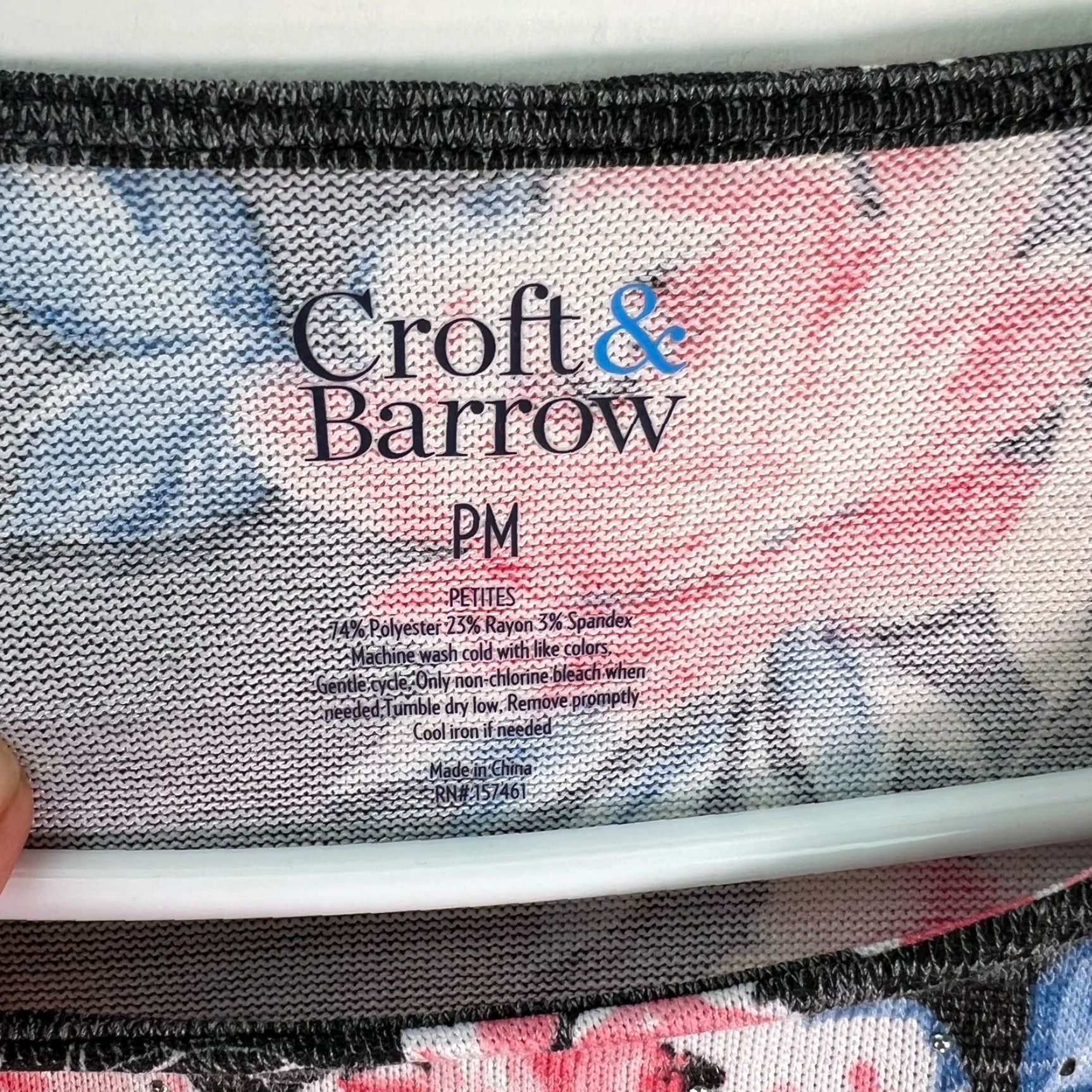 Croft & Barrow Croft & Barrow Womens Blouse 3/4 Sleeves Floral Pullover Black Snit Size PM Size M / US 6-8 / IT 42-44 - 5 Thumbnail