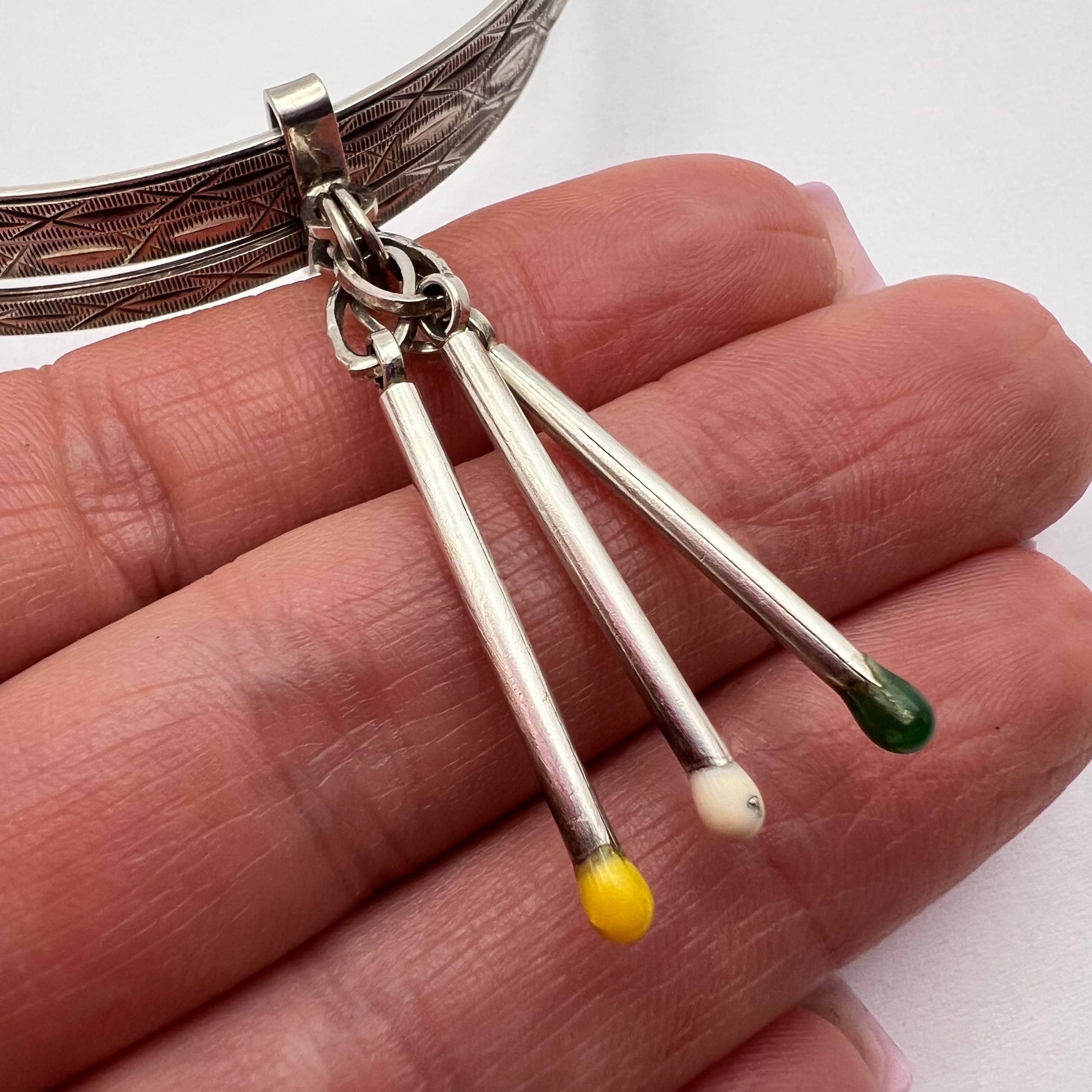 Vintage Vintage 800 Silver Triple Band Bracelet Circle Matchstick Size ONE SIZE - 9 Thumbnail