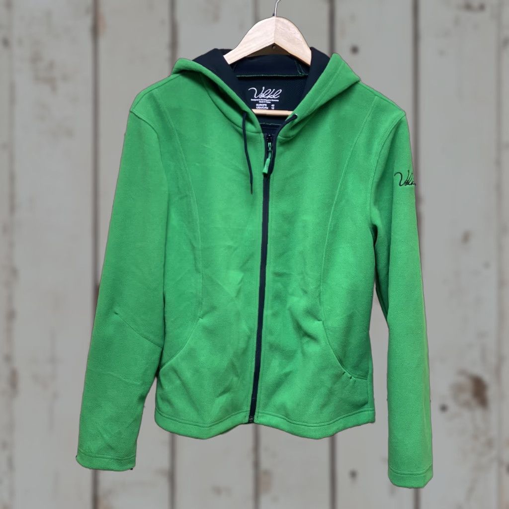 Vintage Volkl Pure Fleece Zip Up Hooded Jacket Women’s 12 Green Regular Front Full Zip Casual Winter Spring Fall Mens Womens Girls Boys Size XL / US 12-14 / IT 48-50 - 1 Thumbnail