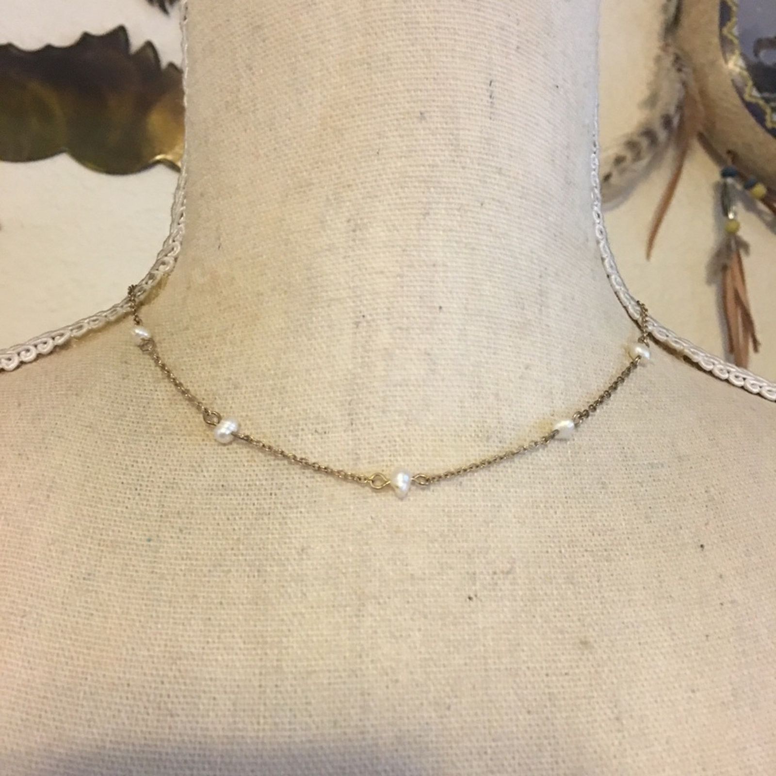 Jewelry LuluS Faux Pearl Accented Gold Chain Necklace, Women's