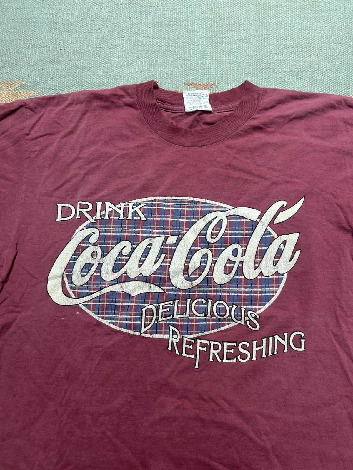 Vintage Vtg t shirt drink Coca Cola delicious soda snack cotton XL Size US XL / EU 56 / 4 - 2 Thumbnail