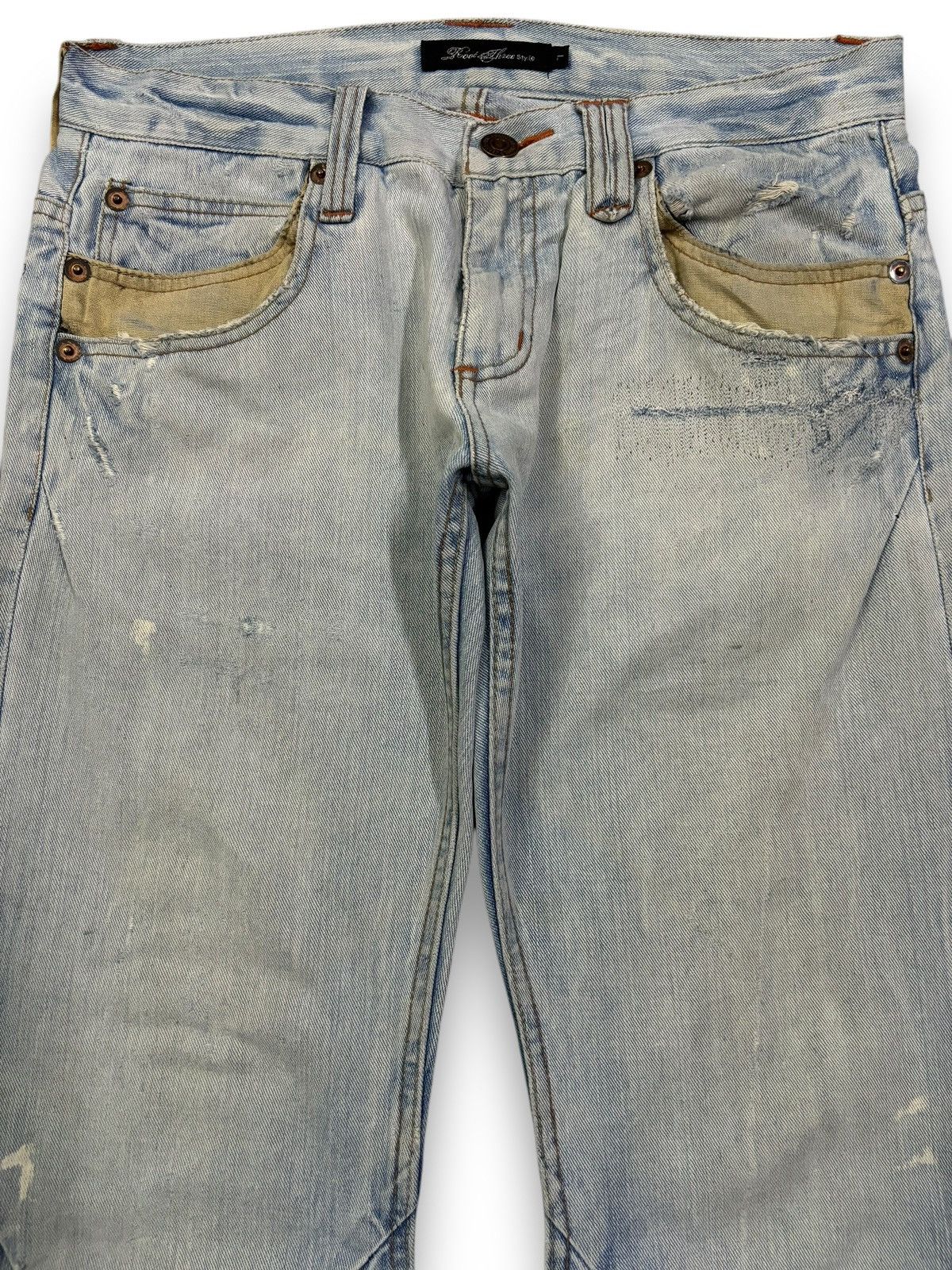 If Six Was Nine Vintage Japanese Brand Mud Wash Flare Fray Leg Grunge Jeans Size US 32 / EU 48 - 3 Thumbnail