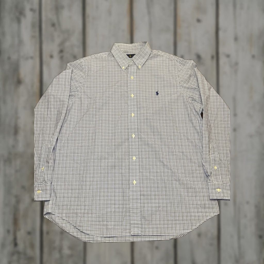 Polo Ralph Lauren Polo Ralph Lauren Button-Up Shirt XL Classic Fit Plaid White Blue, Button-Down Collar, Long Sleeve, Woven Cotton, Men’s Shirt Size US XL / EU 56 / 4 - 1 Thumbnail