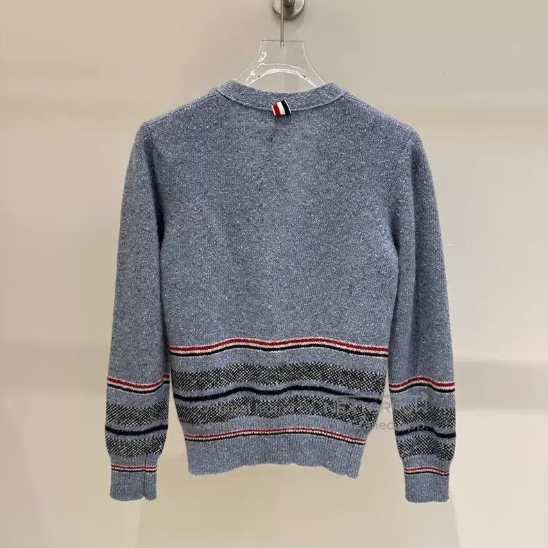Thom Browne Thom Browne Blue-Grey Classic Logo Wool Cardigan Size US S / EU 44-46 / 1 - 5 Thumbnail