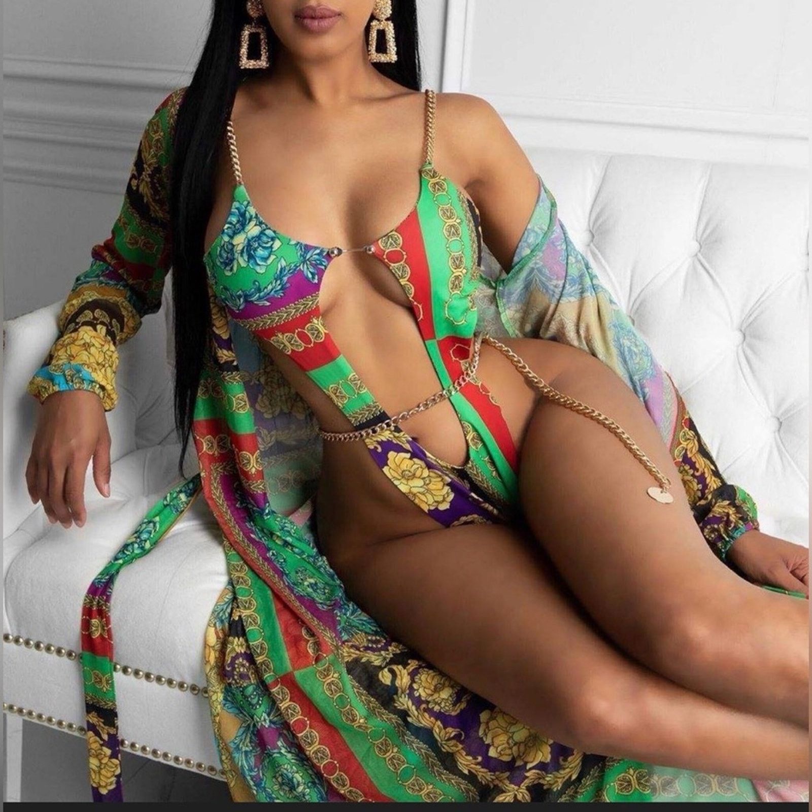 Other Multicolor One Piece Swimsuit Bikini Swimwear size S Coverup Size ONE SIZE - 2 Thumbnail