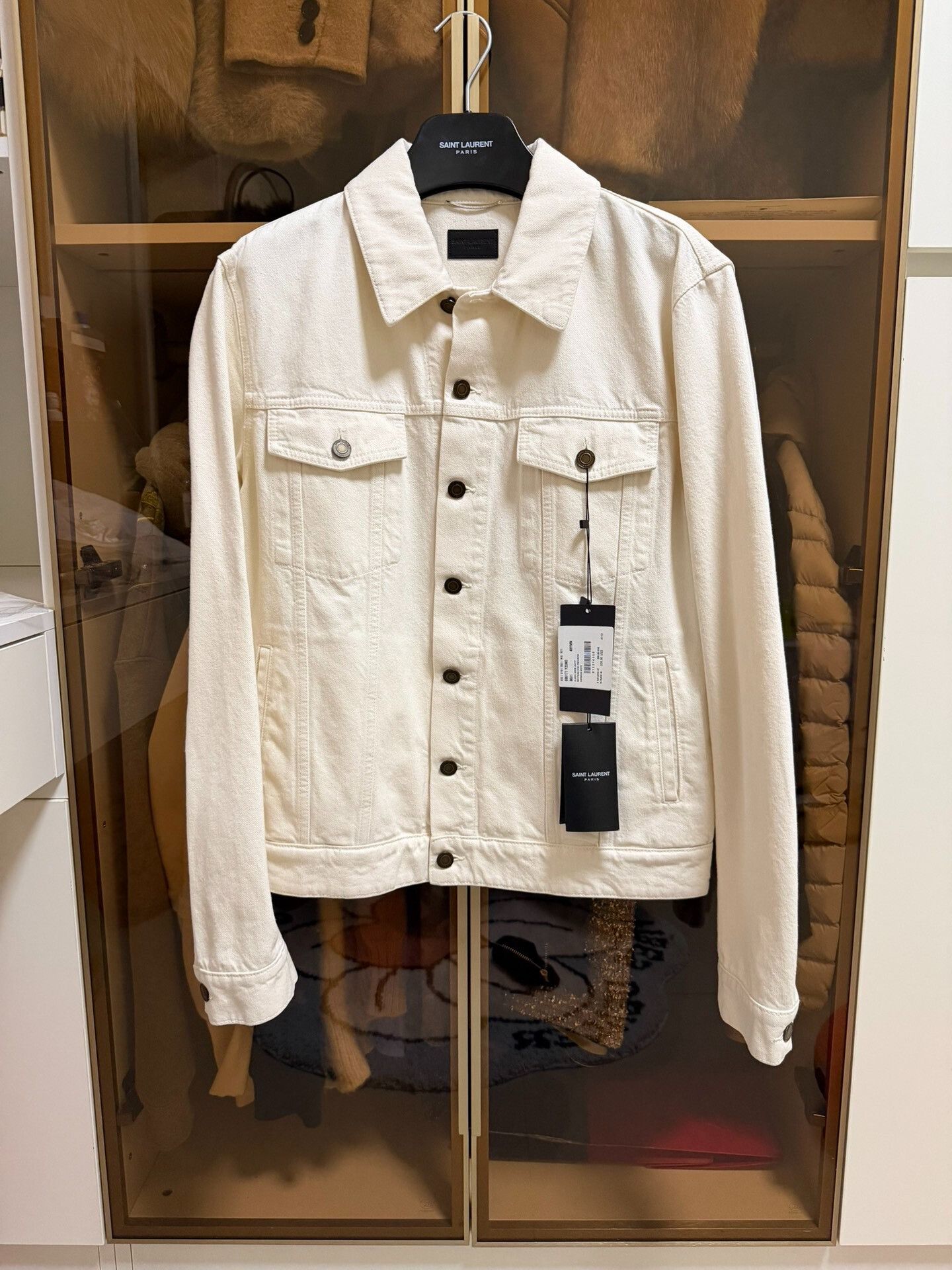 Saint Laurent Paris Saint Laurent Denim Jacket in White Size US M / EU 48-50 / 2 - 1 Thumbnail