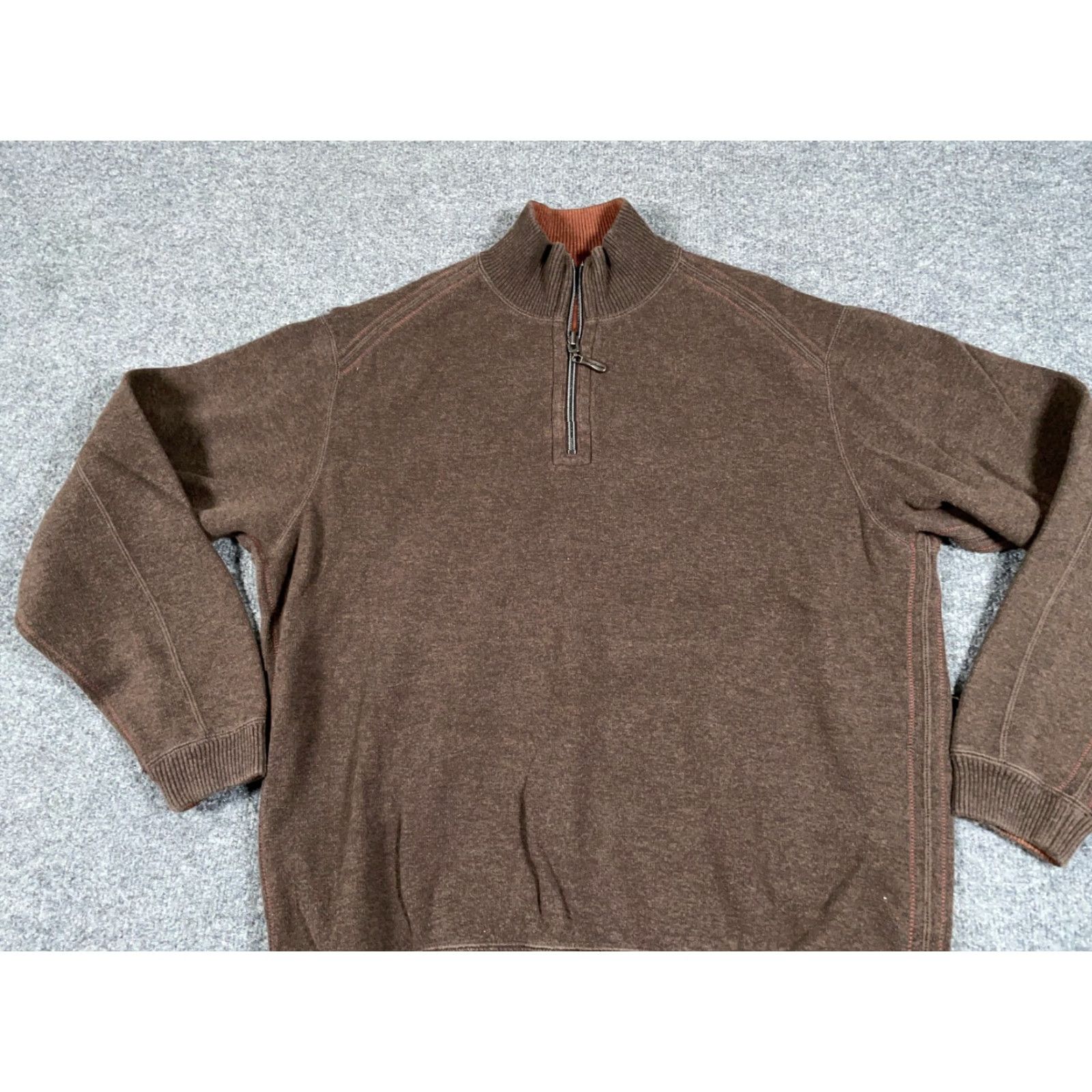 Tommy Bahama TOMMY BAHAMA 1/4-Zip Sweater Adult Large Brown Classic Knit Mens Size US L / EU 52-54 / 3 - 3 Thumbnail
