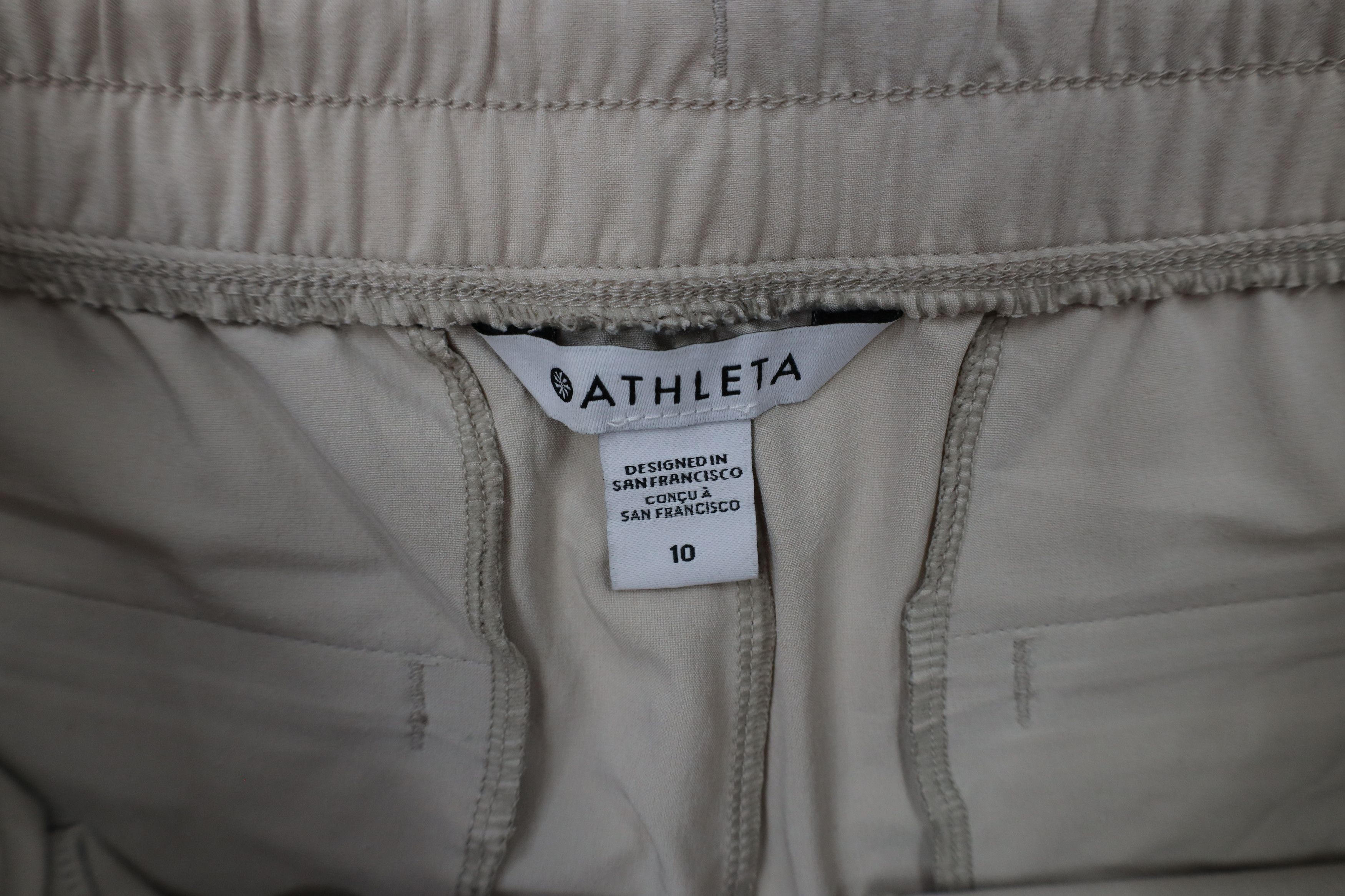 Athleta × Vintage Athleta Stretch Avenue Wide Leg Crop Pants Capris Beige Tan Size 32" / US 10 / IT 46 - 7 Thumbnail