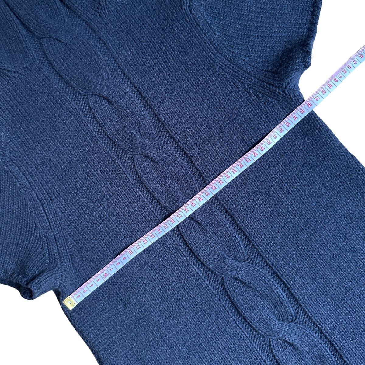 Other Stefanel Navy Wool Blend Cable KnitTurtleneck Sweater Size L / US 10 / IT 46 - 7 Thumbnail