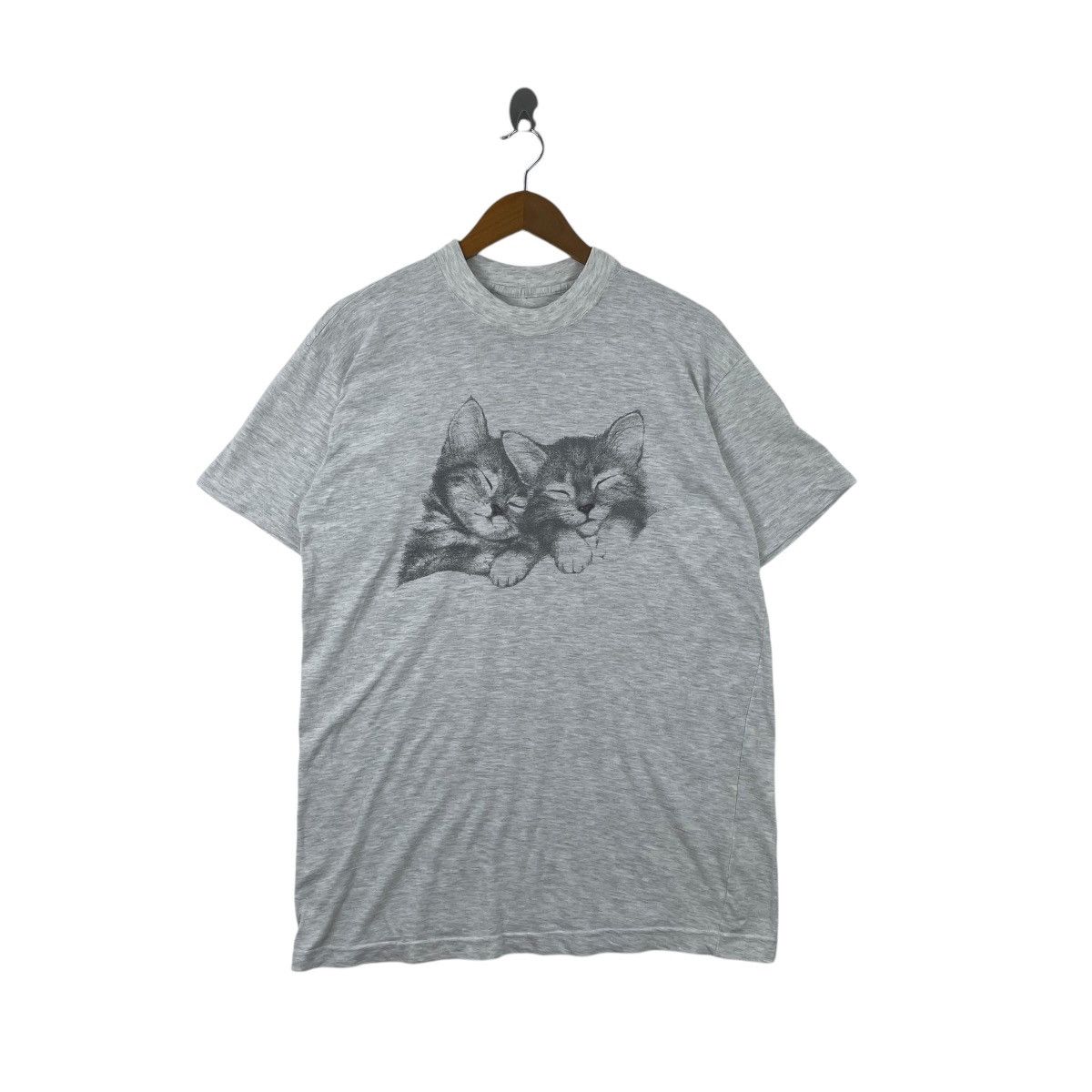 Vintage Vintage 90s Art Work Couple Cat Tee Shirt Size US L / EU 52-54 / 3 - 1 Thumbnail