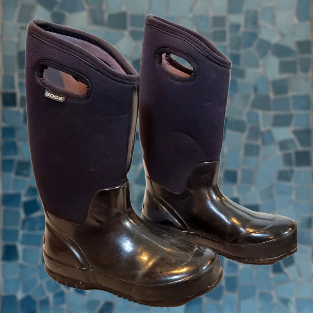 Vintage VINTAGE BOGS Classic High Handles Boots Women US 6 Shiny Black Waterproof Rubber Mid-Calf Size US 6 / IT 36 - 1 Thumbnail