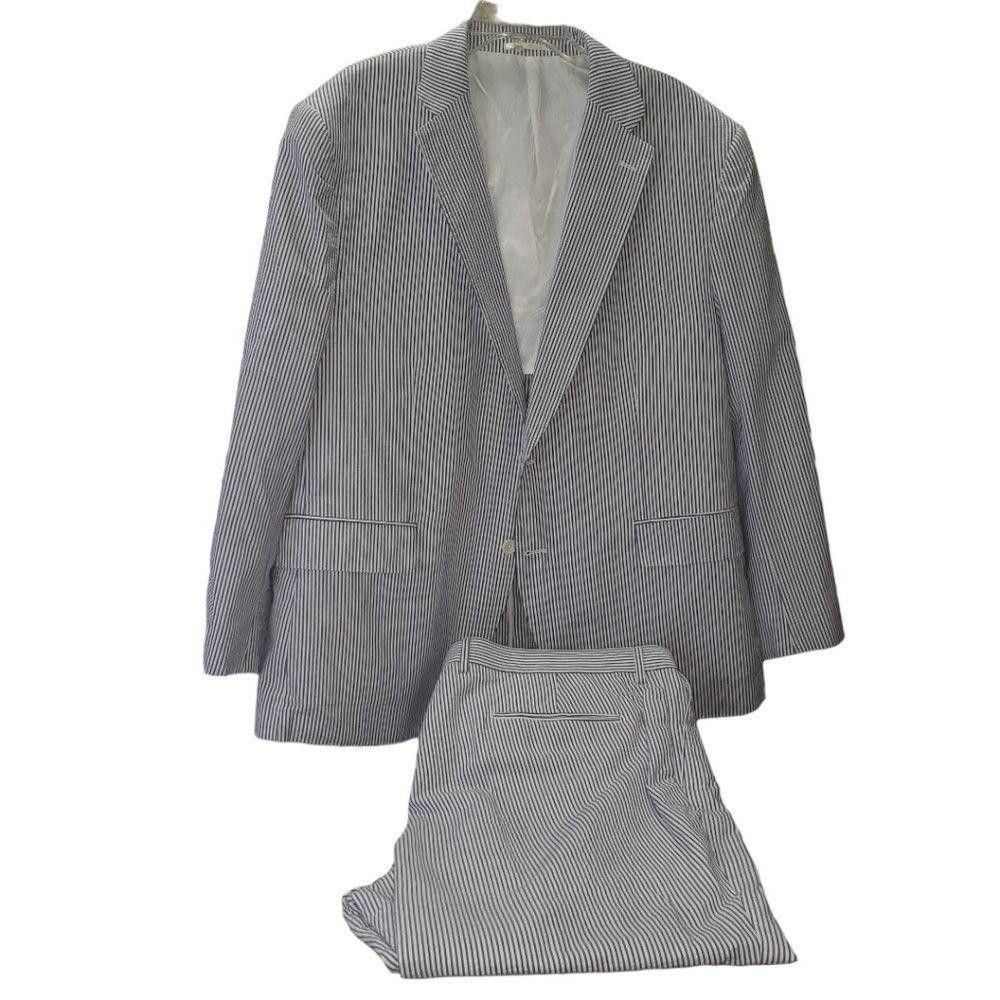 Designer CT1391a FRANK STELLA PIN STRIPE BLUE white SIZE 50R Suit Size US M / EU 48-50 / 2 - 1 Thumbnail