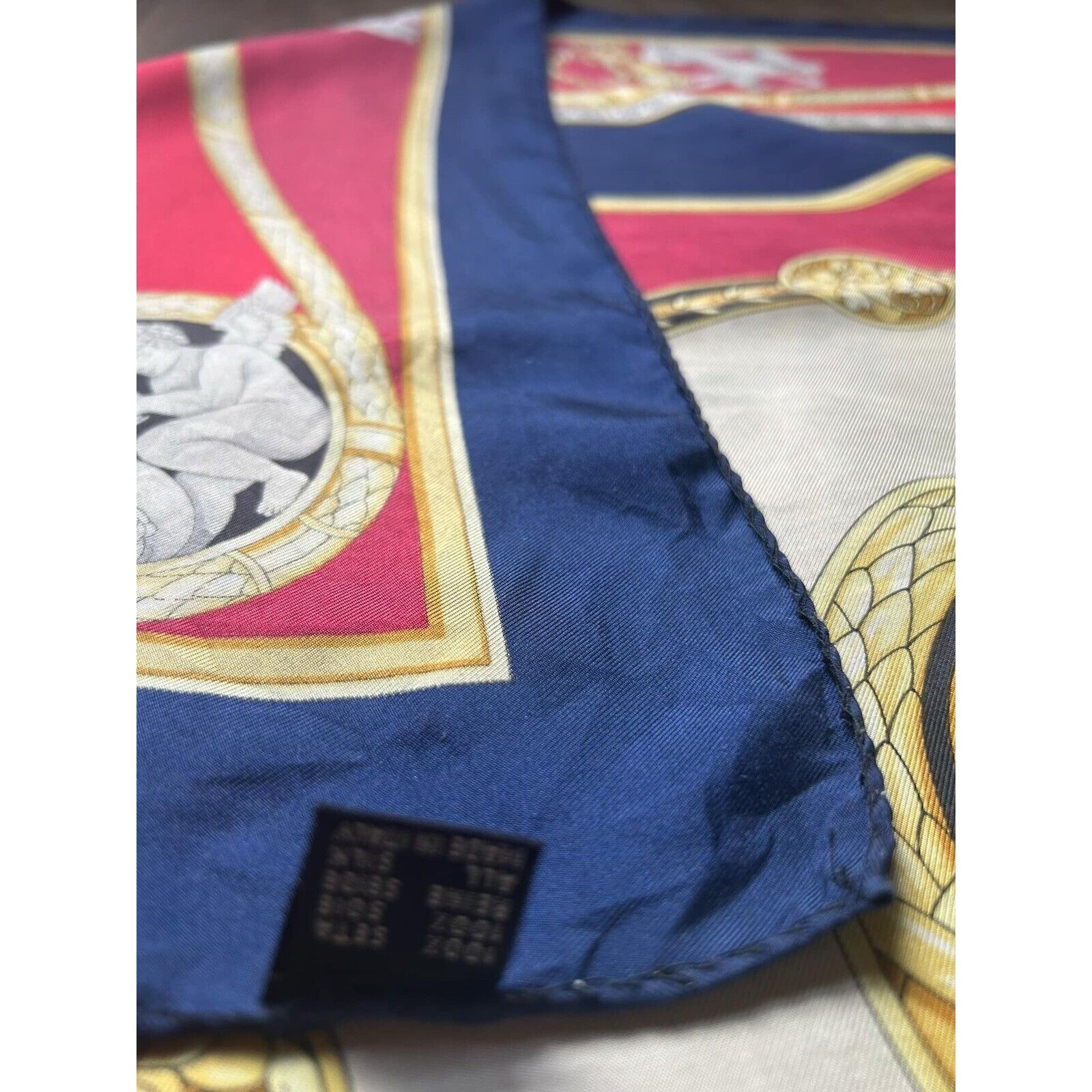 Pierre Balmain PIERRE BALMAIN Red & Blue Godess & Angels Print Silk Scarf Size ONE SIZE - 4 Thumbnail