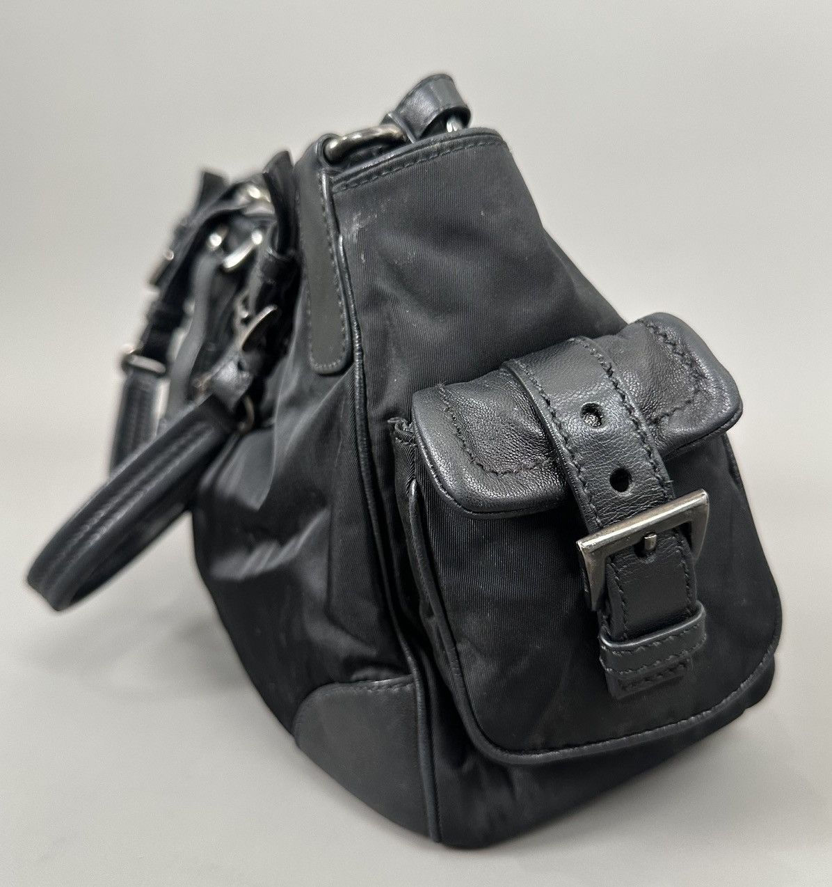 Prada Prada - Nylon/Leather Shoulder Bag - Small Sides Pocket Size ONE SIZE - 8 Thumbnail