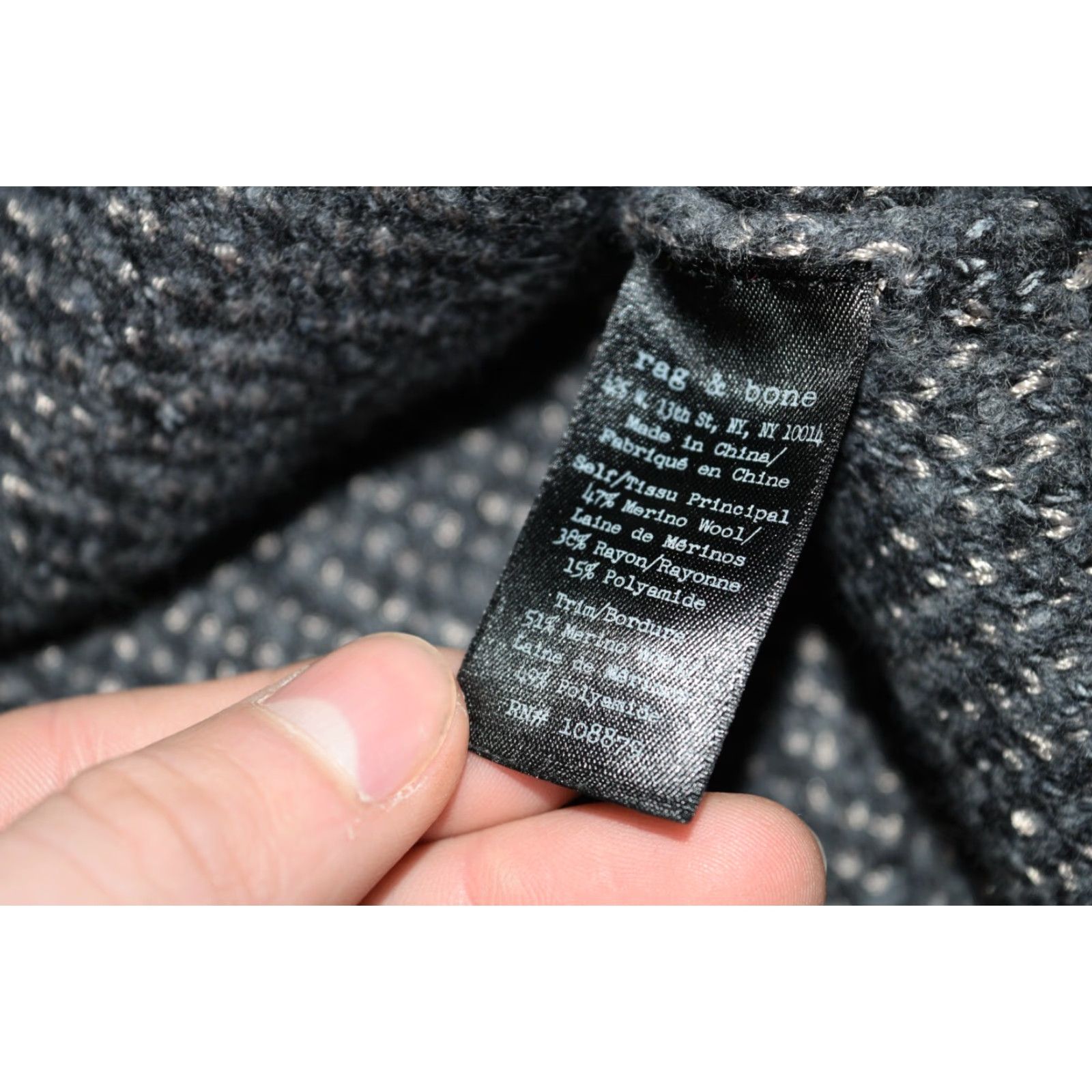 Rag & Bone Rag & Bone Sweater Dress Womens XS Black Speckled Knit Merino Wool Crew Neck Bell Sleeve Pullover Size XS / US 0-2 / IT 36-38 - 6 Thumbnail