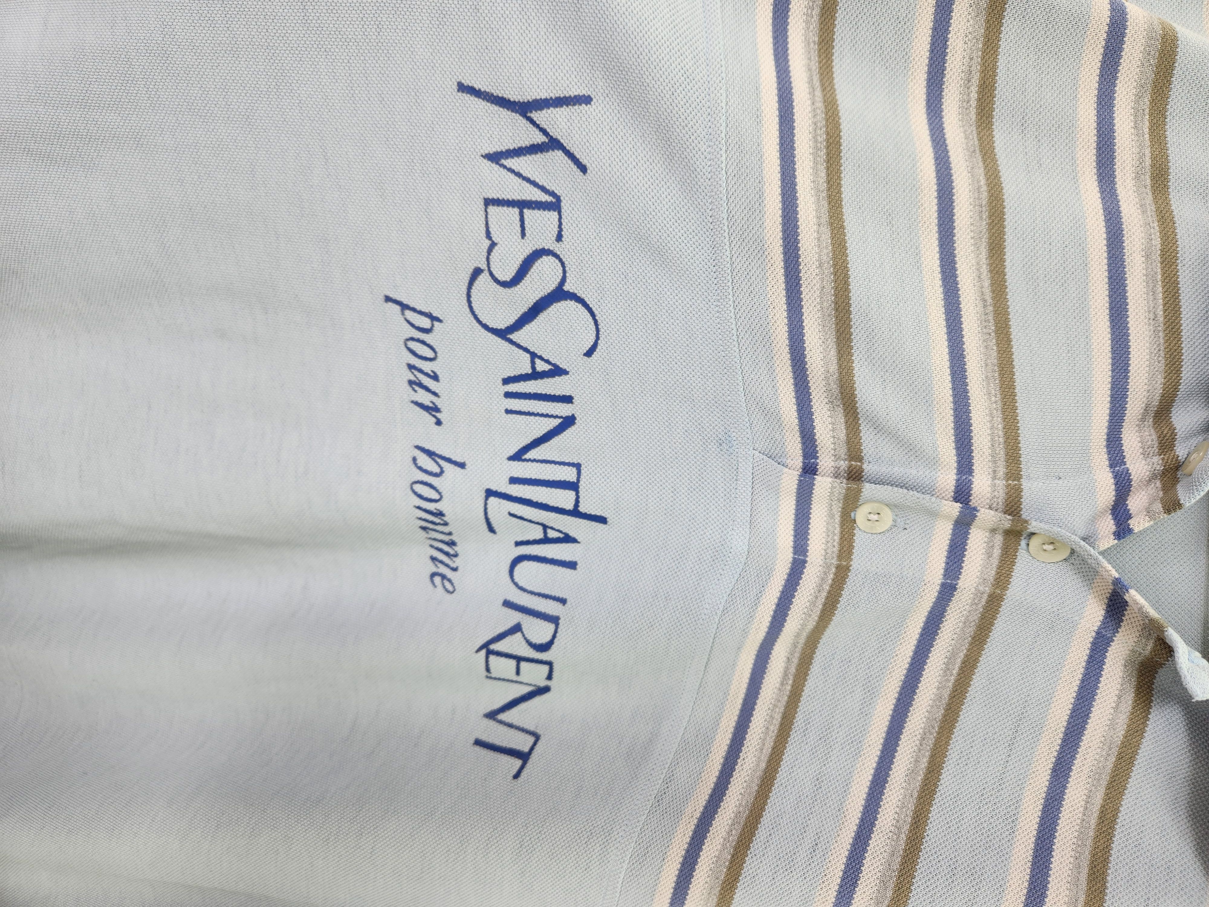 Vintage 90s Vintage Yves Saint Laurent YSL blue Polo T-Shirt Size US L / EU 52-54 / 3 - 5 Thumbnail