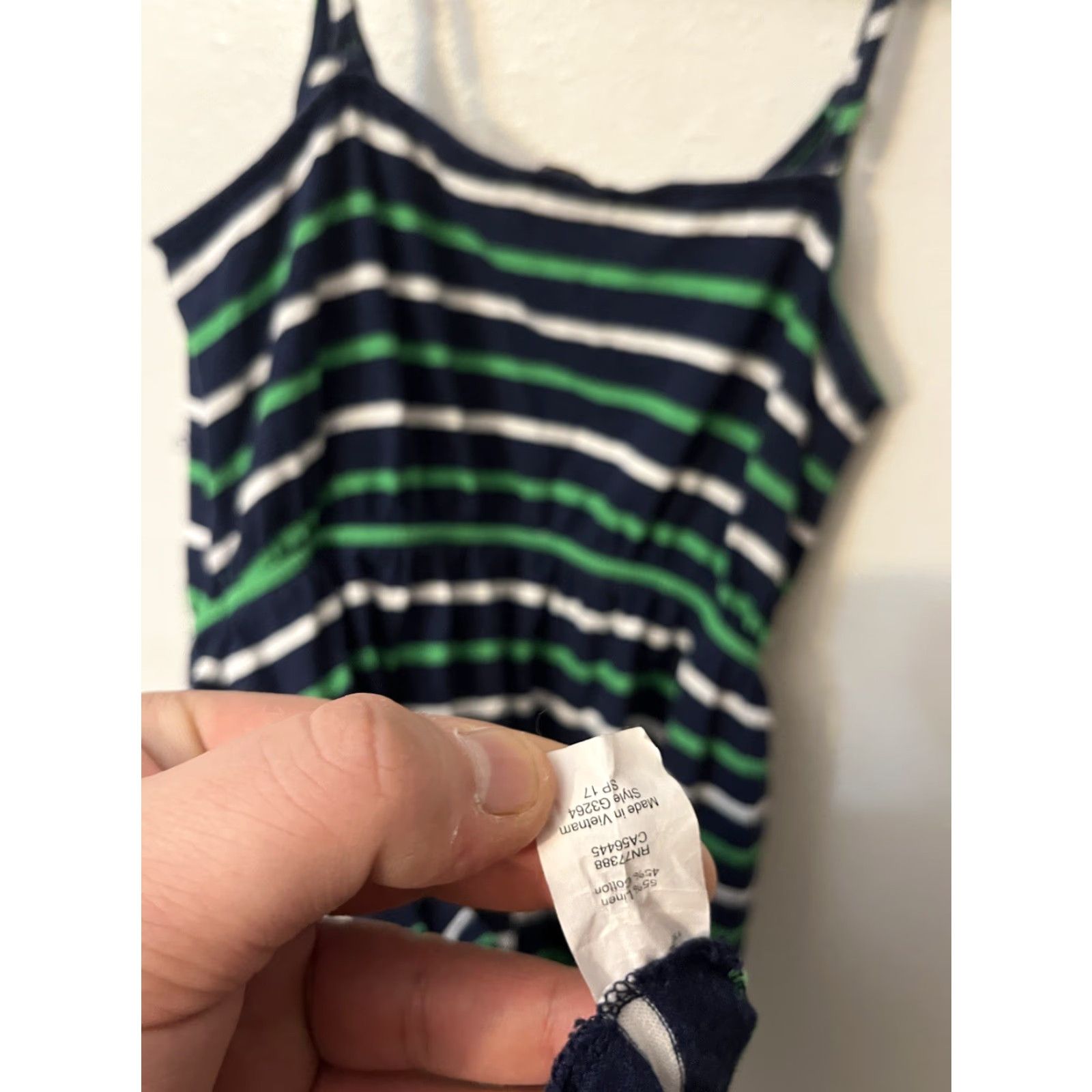 J.Crew J.CREW Women's M CamiDress Linen Blend Spaghetti Strap Blue Green White Stripes Casual T-Shirt Dress Womens Size M Size M / US 6-8 / IT 42-44 - 6 Thumbnail