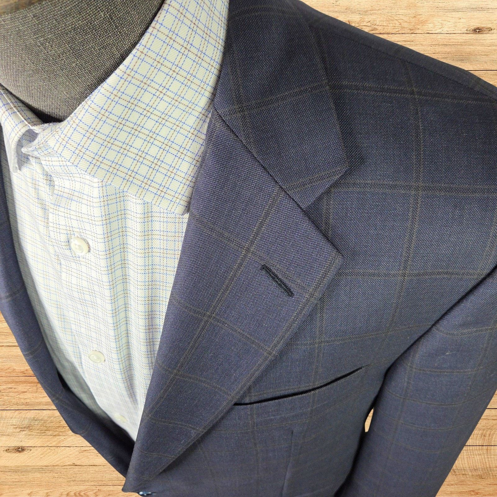 Hickey Freeman Hickey Freeman Madison Sports Jacket Mens 42L Blue Worsted Size 42L - 3 Thumbnail