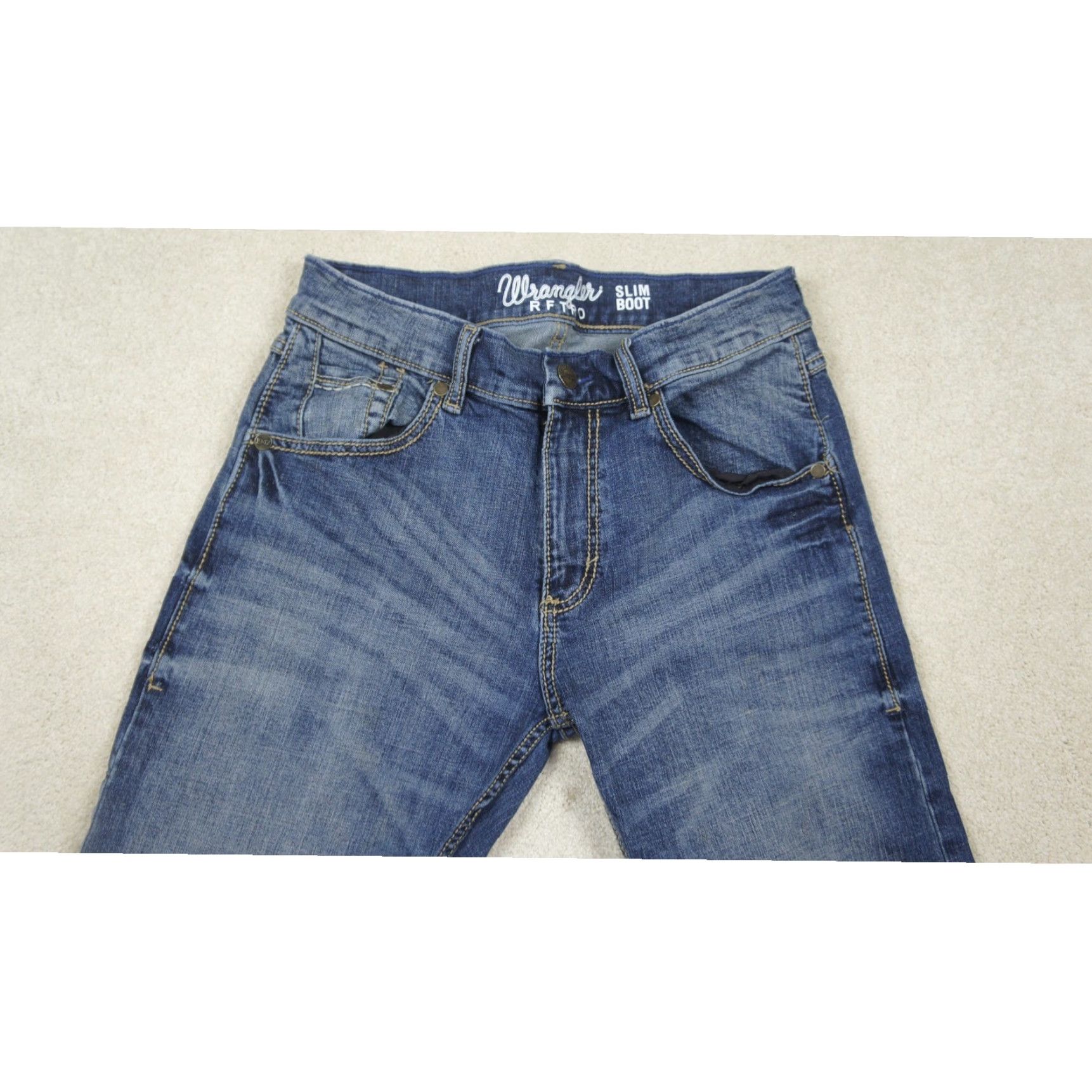 Wrangler Wrangler Jeans Slim Boot Cut Blue Denim 29x32 1947 Collection Mens Jeans Slim Fit Long Sleeve? Size US 29 - 3 Thumbnail