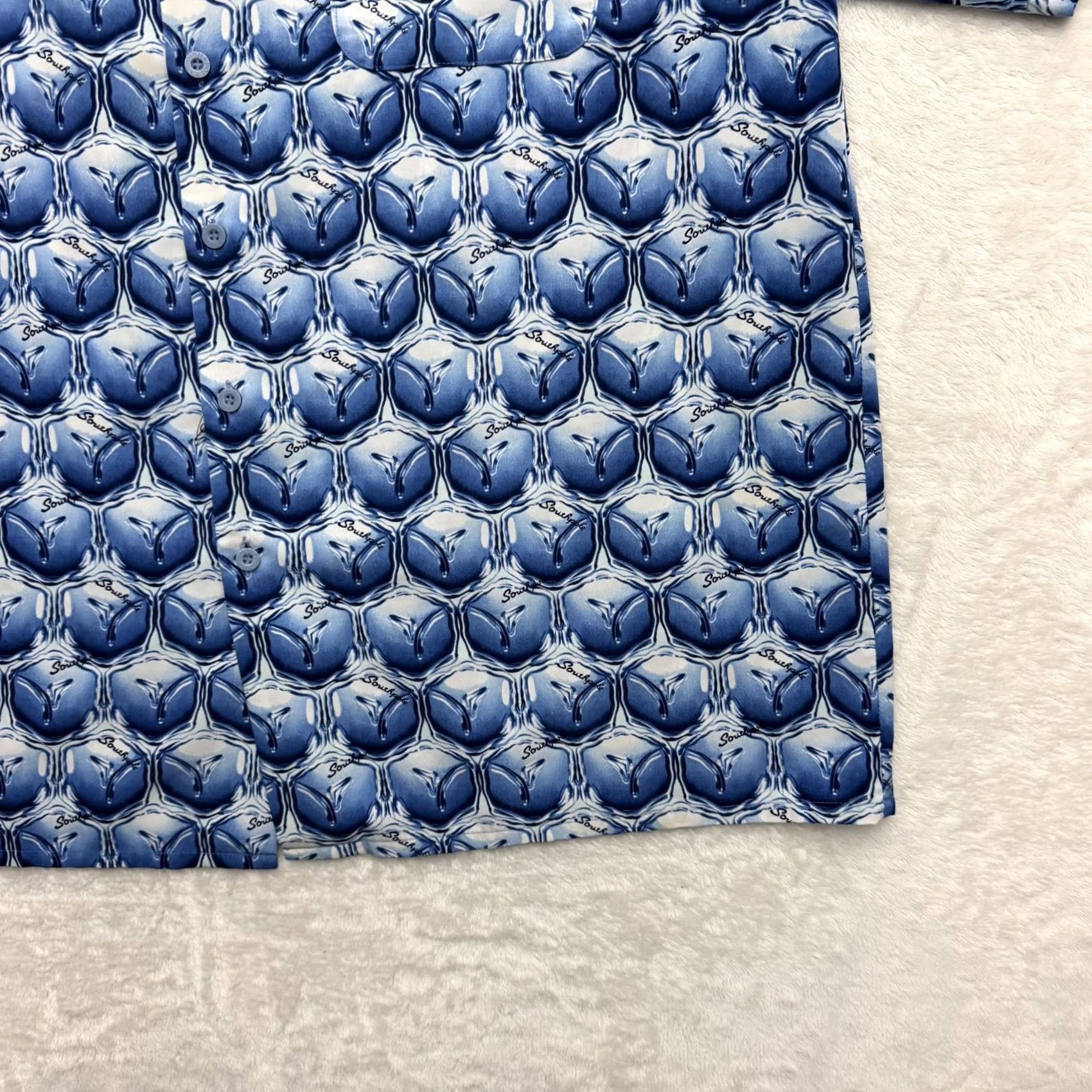 Southpole Southpole Shirt Mens Large Blue Geometric Short Sleeve Button Up Streetwear Size US L / EU 52-54 / 3 - 4 Thumbnail
