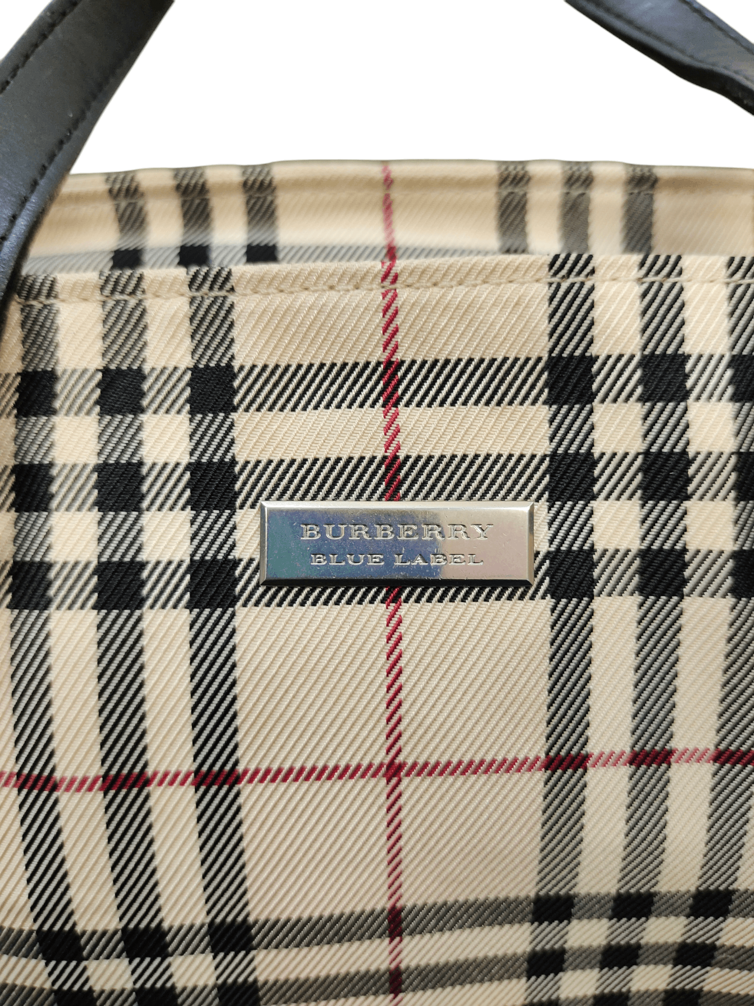 Burberry Blue Label Nova Check Cotton Mix Leather Tote Bag