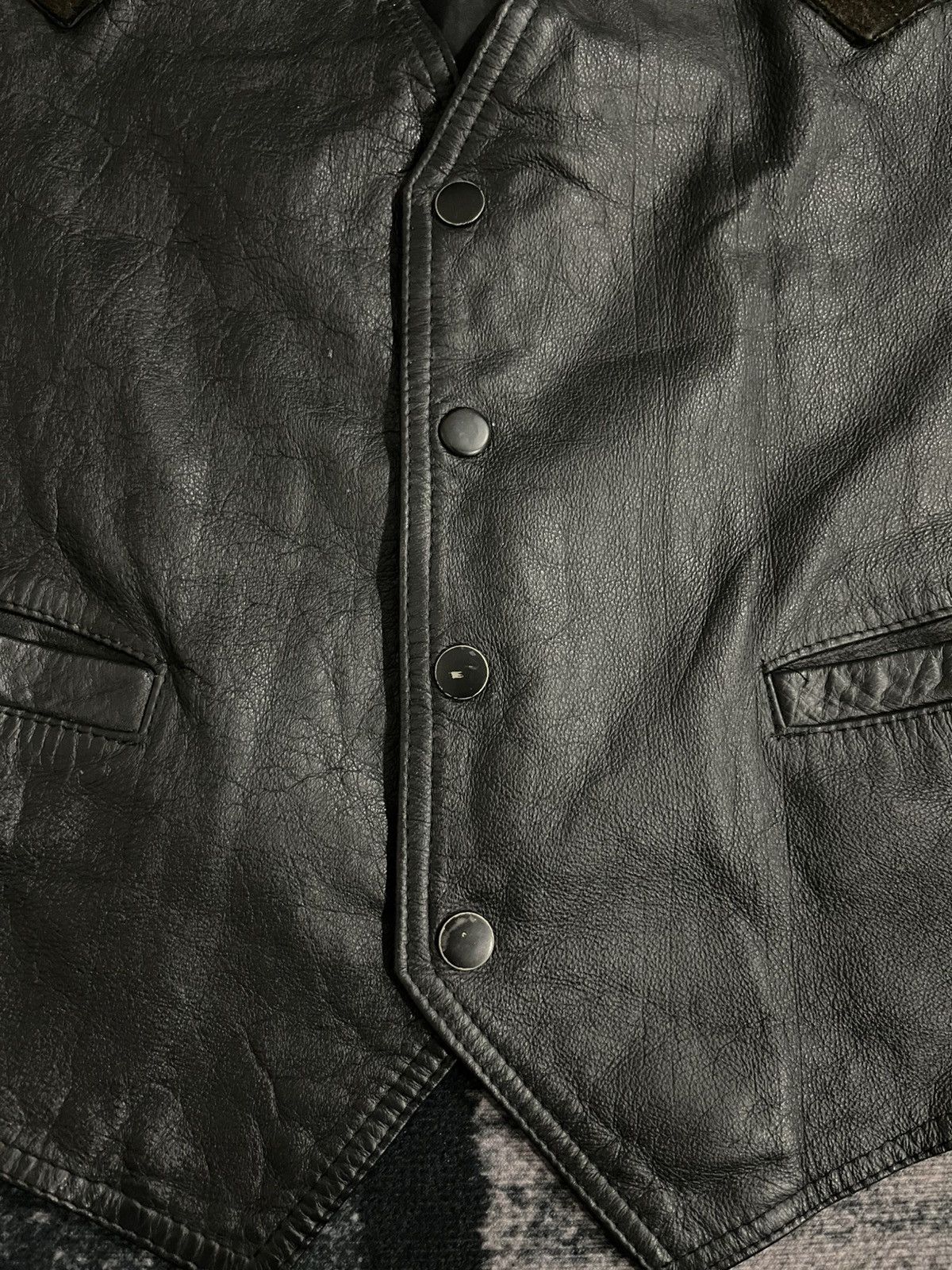 Leather × Vintage Vintage Cow Leather Snap Button Vest Size US M / EU 48-50 / 2 - 7 Thumbnail
