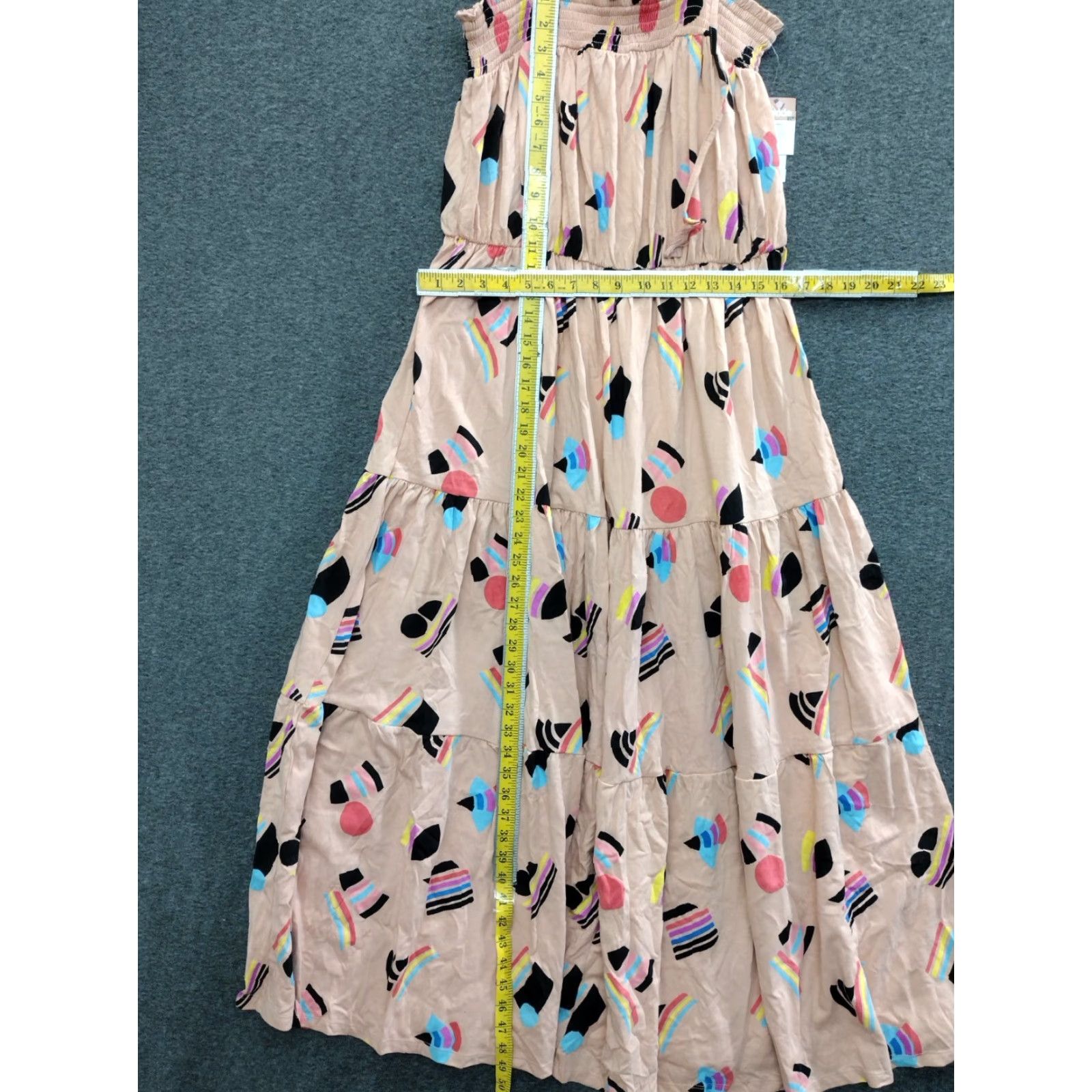 Pinko PINK Dress Adult L Pink Multicolor Sleeveless A-Line Abstract Rainbow Geometric Print Graphic Print Size L / US 10 / IT 46 - 4 Thumbnail