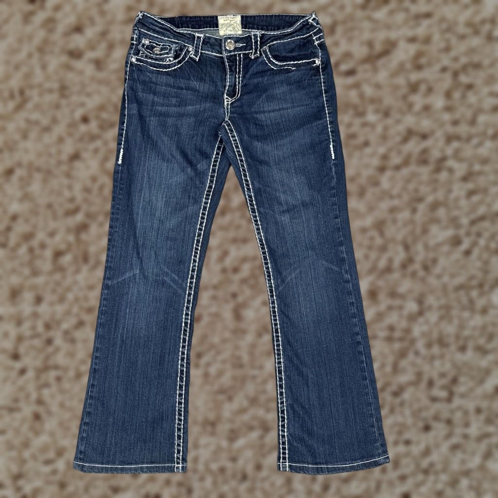Vintage LA Idol USA Bootcut Jeans Juniors 9 Blue Dark Wash Low Rise Slim Stretch 28x27 Women’s 5-Pocket Design Pants Denim Size 30" / US 8 / IT 44 - 1 Thumbnail