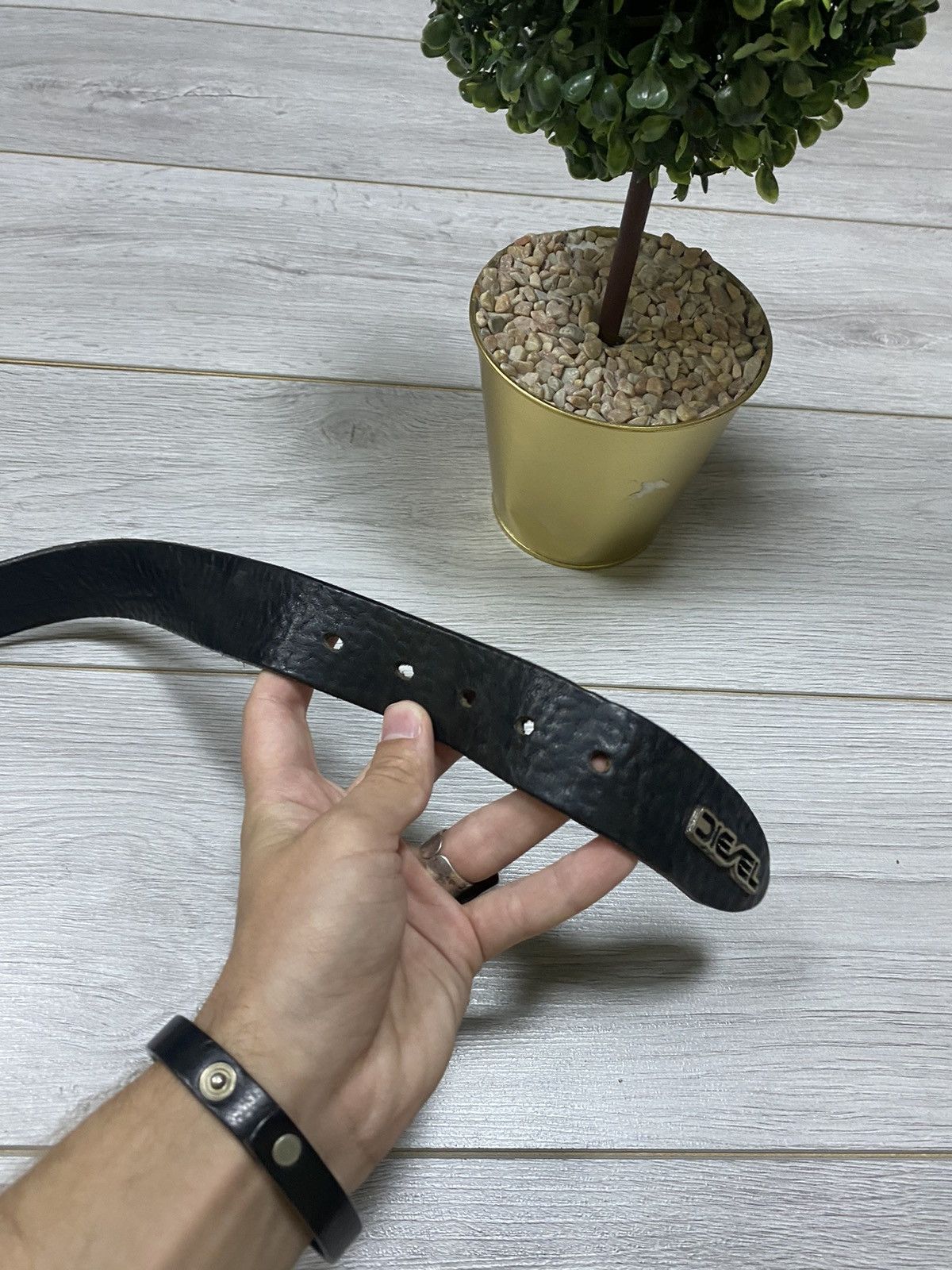 Diesel Diesel vintage leather metallic logo belt Size ONE SIZE - 4 Thumbnail