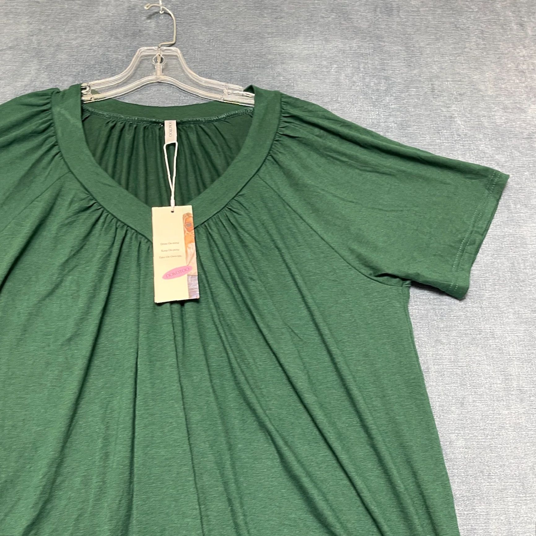 Vintage Dokotoo Blouse Top Womens XL Dark Green Summer Wear Pleated V-Neck Shirred Hem Size XL / US 12-14 / IT 48-50 - 5 Thumbnail