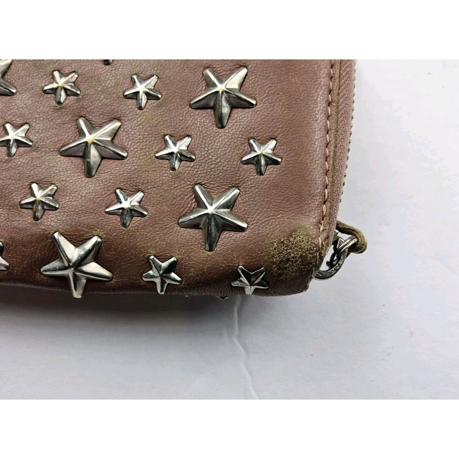 Jimmy Choo Jimmy Choo Wallet Zip Around Pink Leather Star Studded Womens Size ONE SIZE - 6 Thumbnail