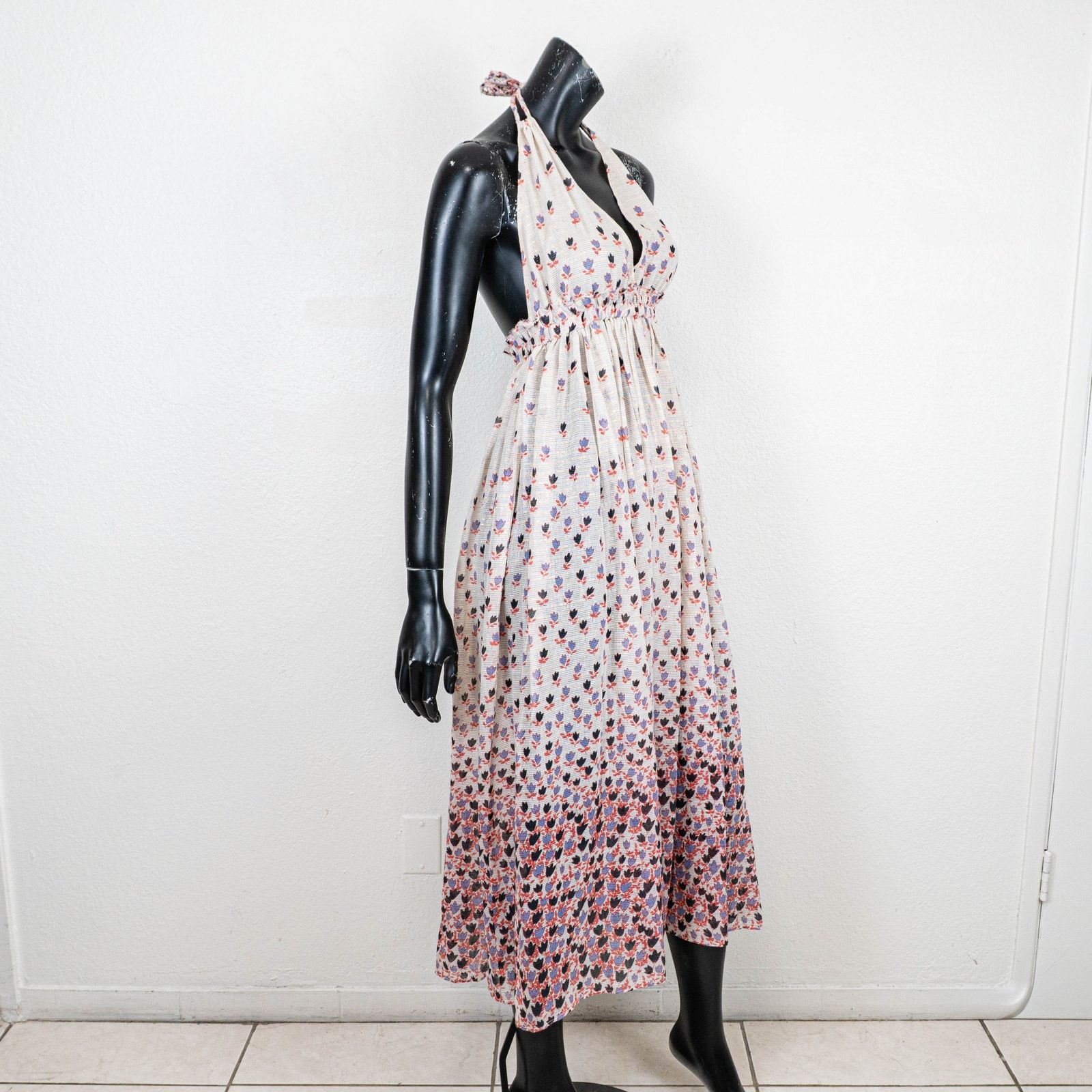 LoveShackFancy Love Shack Fancy Floral Halter Maxi Dress Boho Open Back 0 Size XS / US 0-2 / IT 36-38 - 5 Thumbnail
