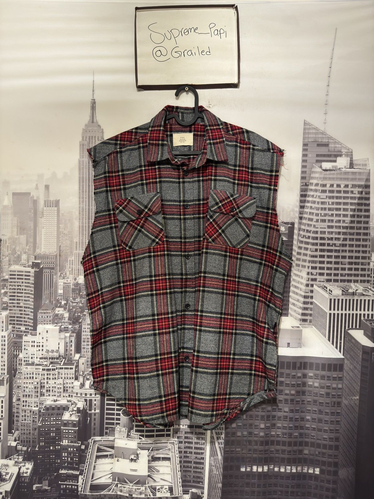 Fear of God 🔥FOG Fear of God Collection 2 Sleeveless Flannel Grey SZ S Size US M / EU 48-50 / 2 - 1 Thumbnail