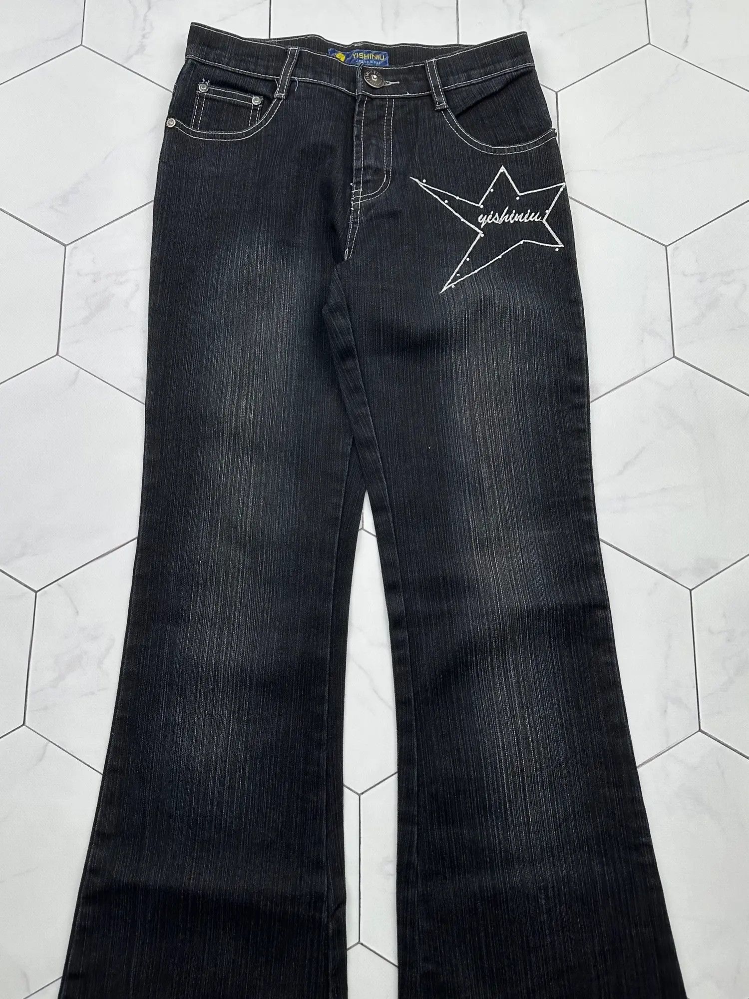 Japanese Brand Vintage Faded Flare Jeans (B486)E2 Size 27" / US 4 / IT 40 - 2 Thumbnail