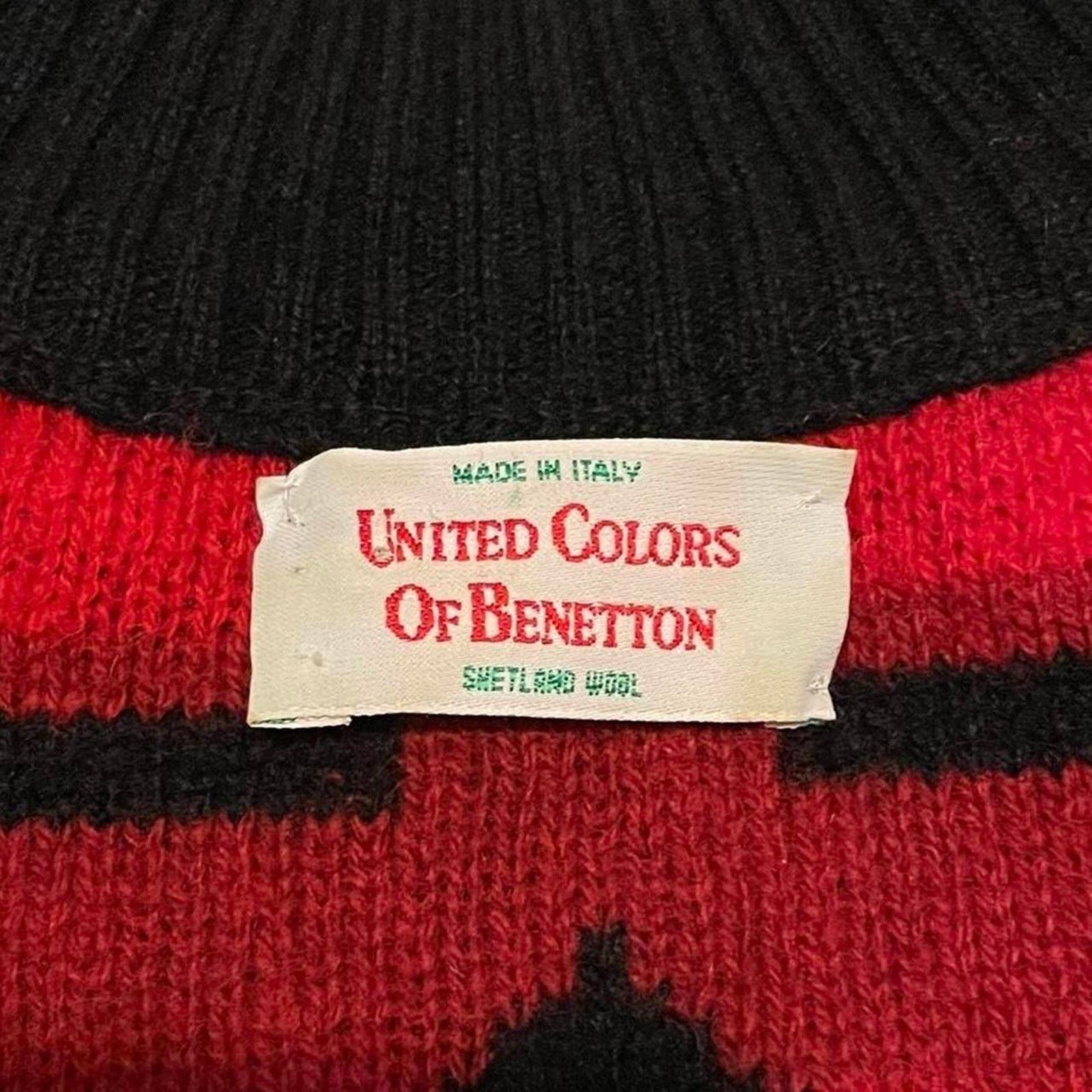 United Colors Of Benetton VTG 90s Benetton Aztec print reversible zip up wool sweater Size US M / EU 48-50 / 2 - 7 Thumbnail
