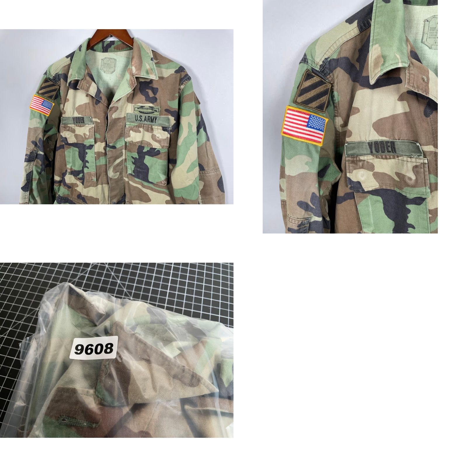 Vintage VINTAGE Military Jacket Mens Short Woodland Camouflage Army with Patches Carbon Hill 80s Retro Outdoor Army Jacket Short Green Regular Mens Size US 31 - 9 Thumbnail