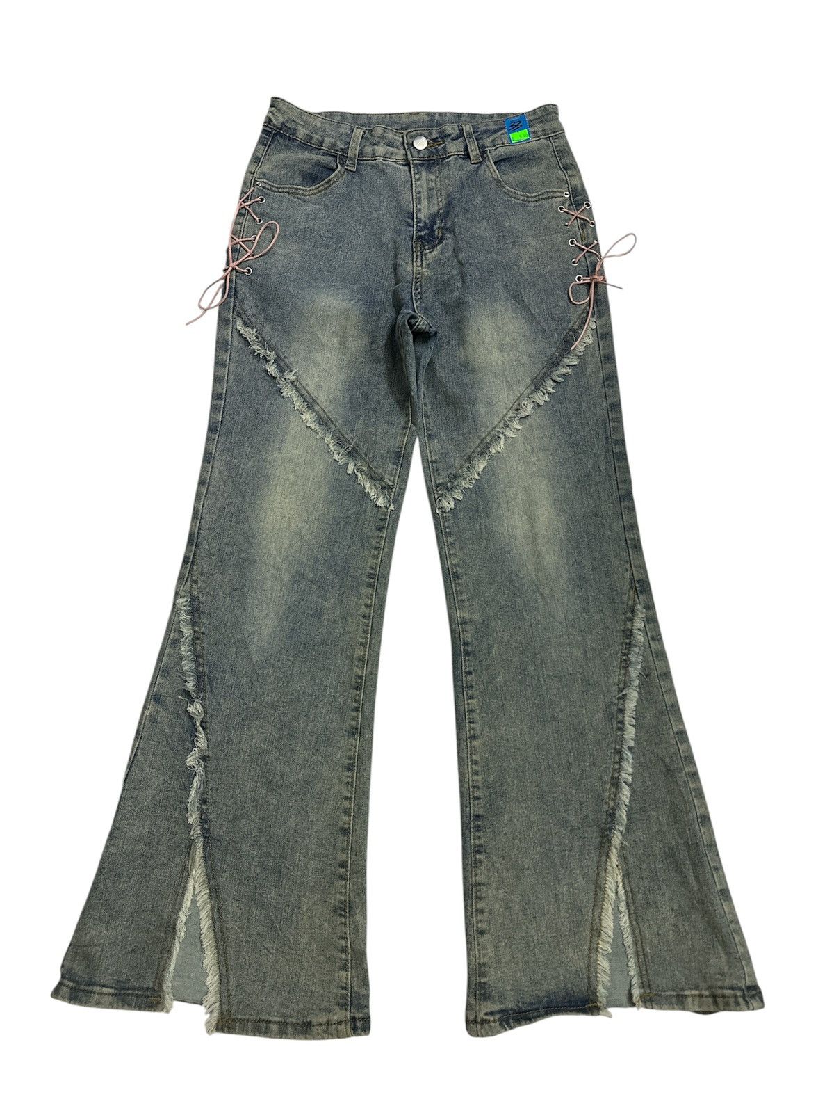 GOA 2000s Distressed Bondage Flare Y2K Goa Lgb Avant Garde Size US 31 - 1 Thumbnail